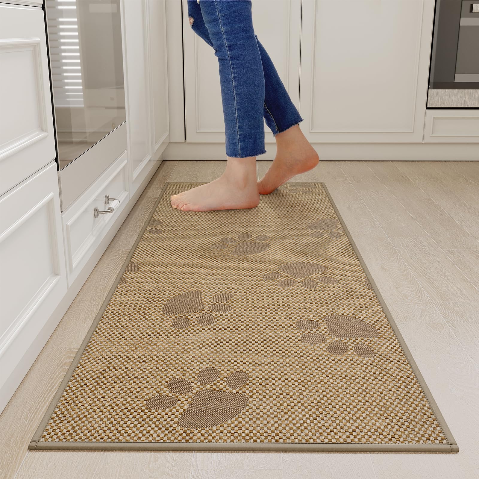 YDKGL Kitchen Mat Set of 2 PCS, Cushioned Non Slip Rugs for Kitchen Floor, Absorbent Runner Comfort Standing Mats Washable for Kitchen, Office, Home Red 17x30+17x59