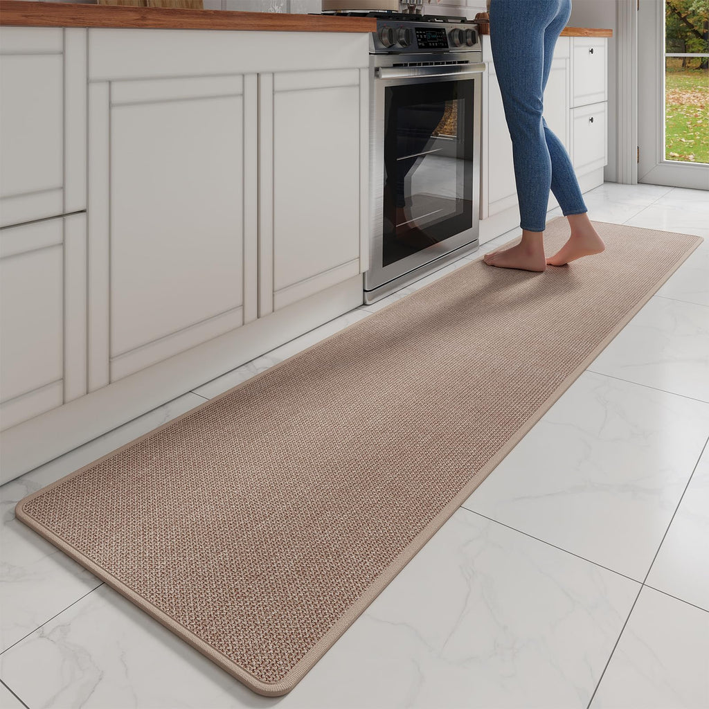 YDKGL Kitchen Mat Set of 2 PCS, Cushioned Non Slip Rugs for Kitchen Floor, Absorbent Runner Comfort Standing Mats Washable for Kitchen, Office, Home Red 17x30+17x59