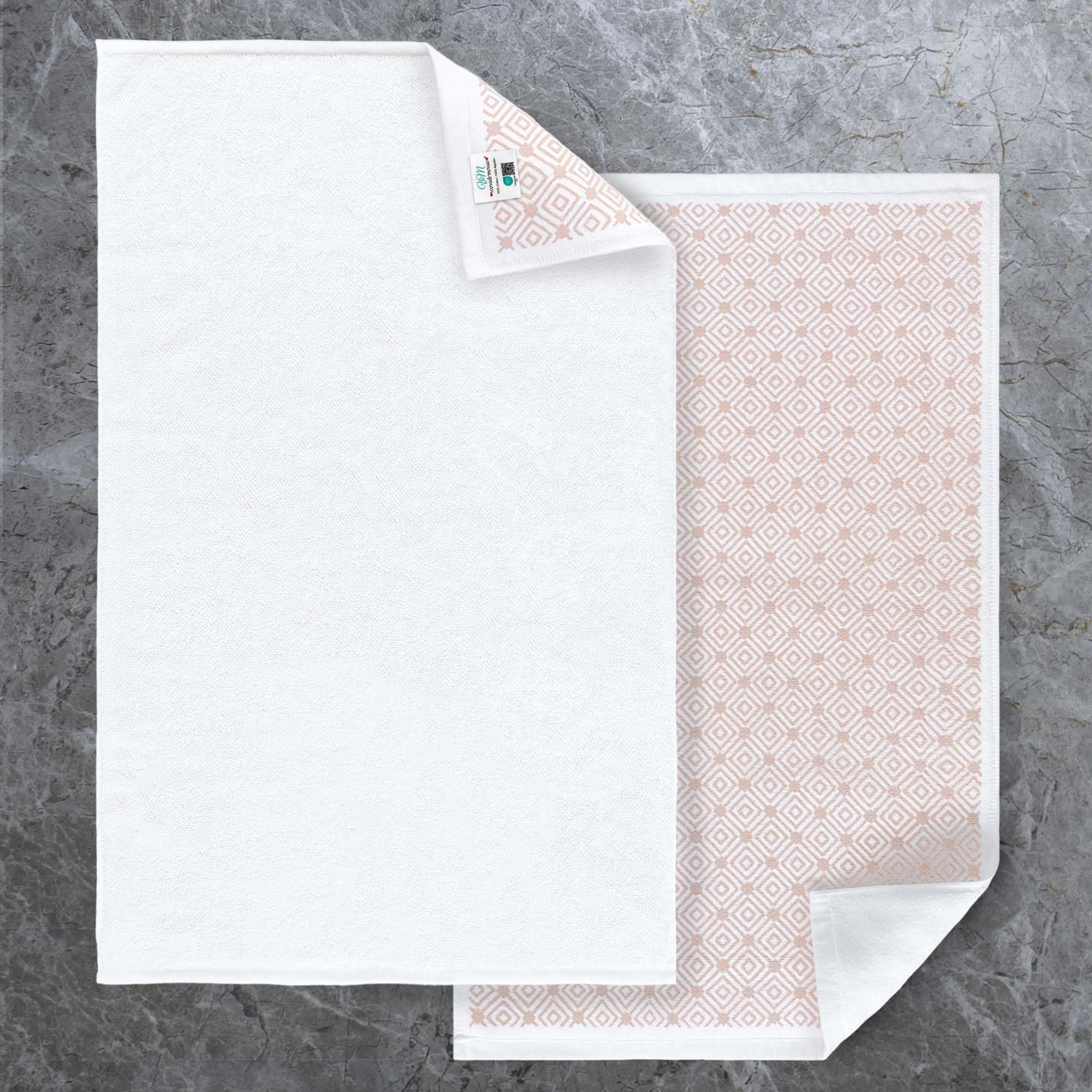 VOOVA & MOVAS White Hotel-Grade Quality Cotton Bath Mats Set of 2 - Non Slip Design, Thick 1000gsm, Absorbent, Machine Washable, Large 22"x35" Bathroom Floor Towels, Safe for Bath Floors