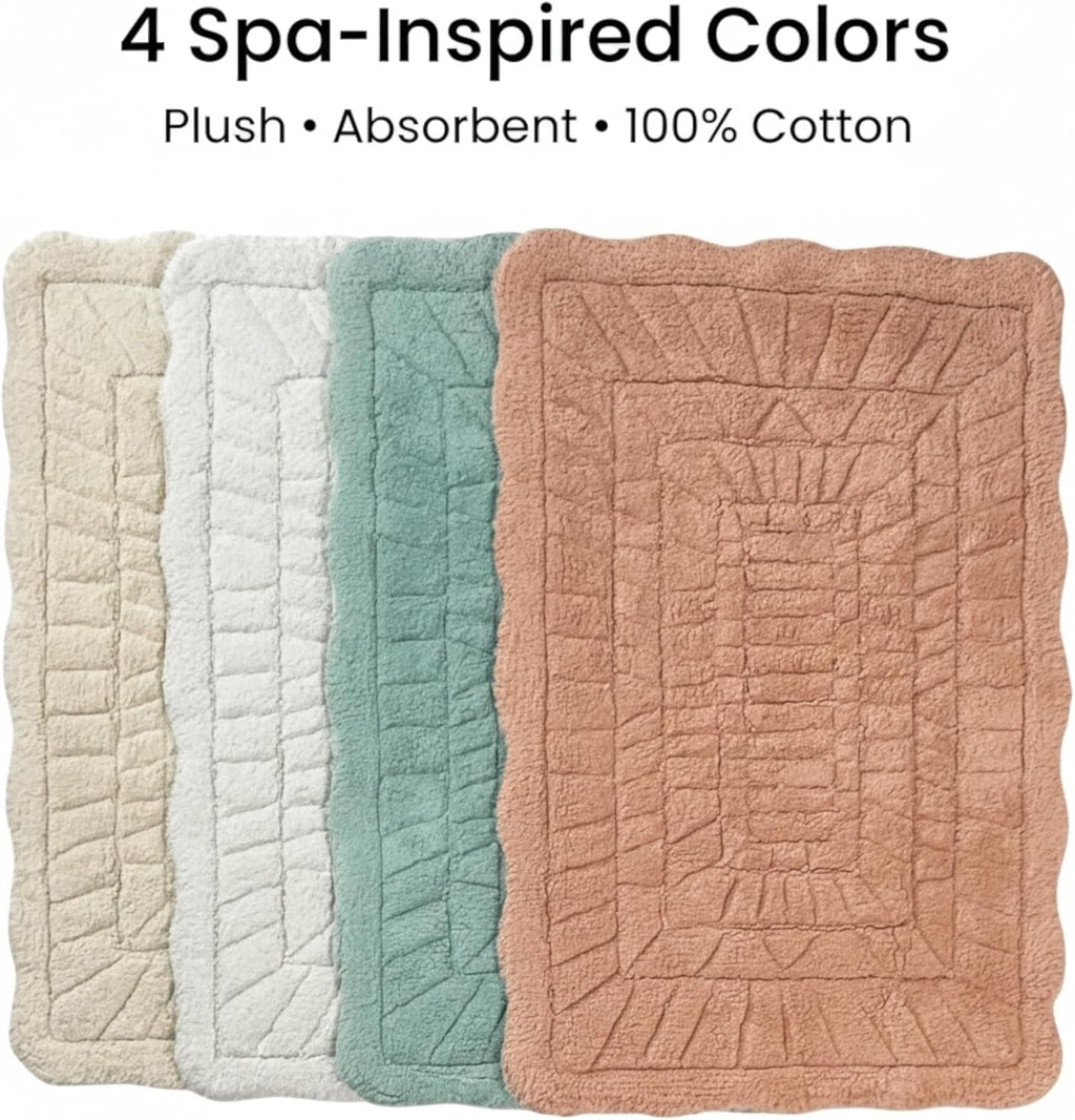 100% Cotton Bath Rug, 2200 GSM Plush Tufted Bath Mat, Soft Absorbent Luxury Bathroom Rug, Machine Washable, 36" x 24" Ivory