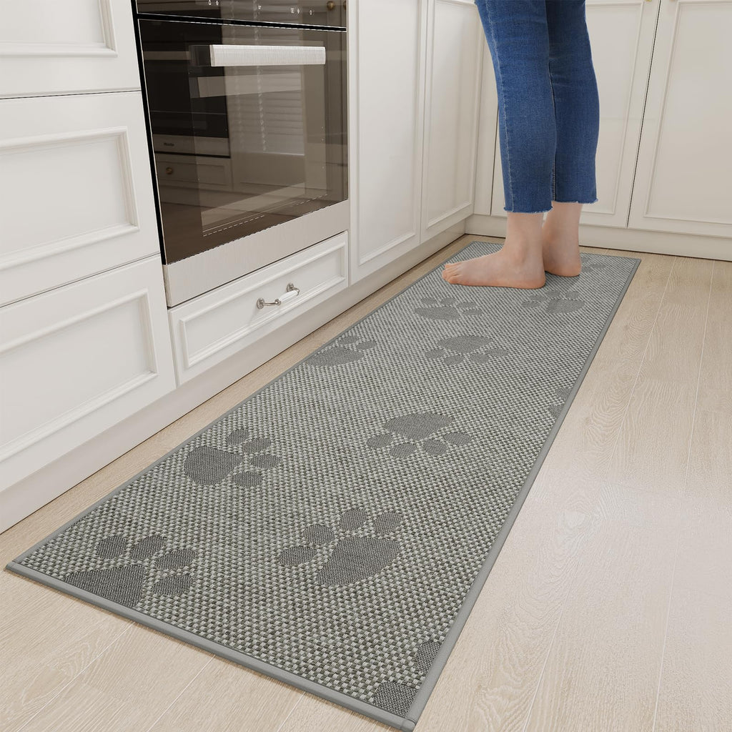 YDKGL Kitchen Mat Set of 2 PCS, Cushioned Non Slip Rugs for Kitchen Floor, Absorbent Runner Comfort Standing Mats Washable for Kitchen, Office, Home Red 17x30+17x59