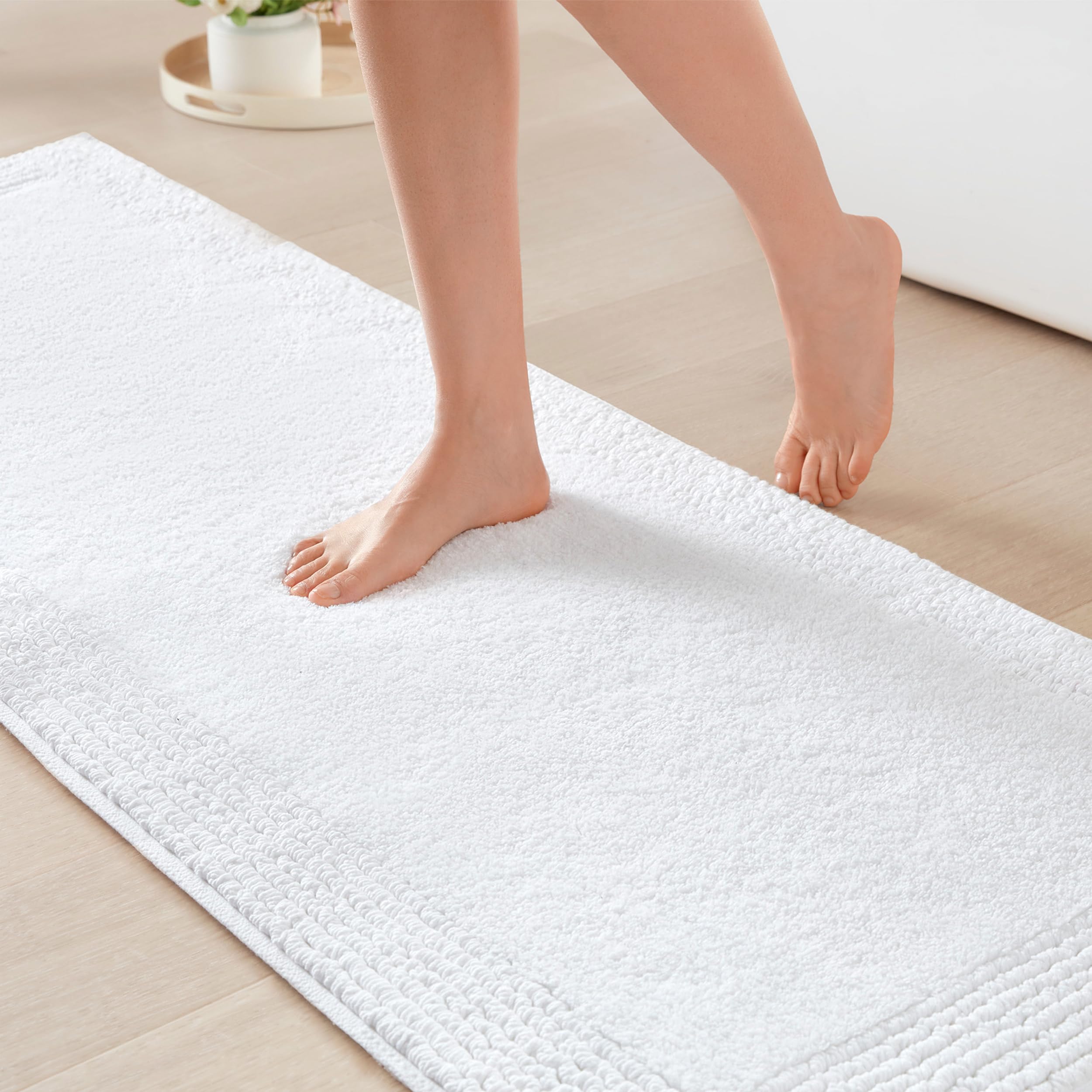 Madison Park Splendor Reversible 100% Cotton Tufted Bathroom Rug-3000 GSM Hotel Quality Luxurious Plush Medium Pile Bath Mat Absorbent, Quick Dry, Shower Room Décor, 21x34, Natural