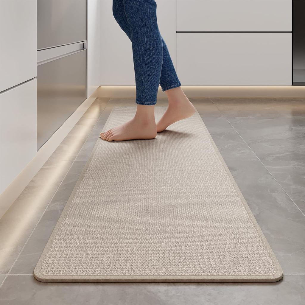 YDKGL Kitchen Mat Set of 2 PCS, Cushioned Non Slip Rugs for Kitchen Floor, Absorbent Runner Comfort Standing Mats Washable for Kitchen, Office, Home Red 17x30+17x59