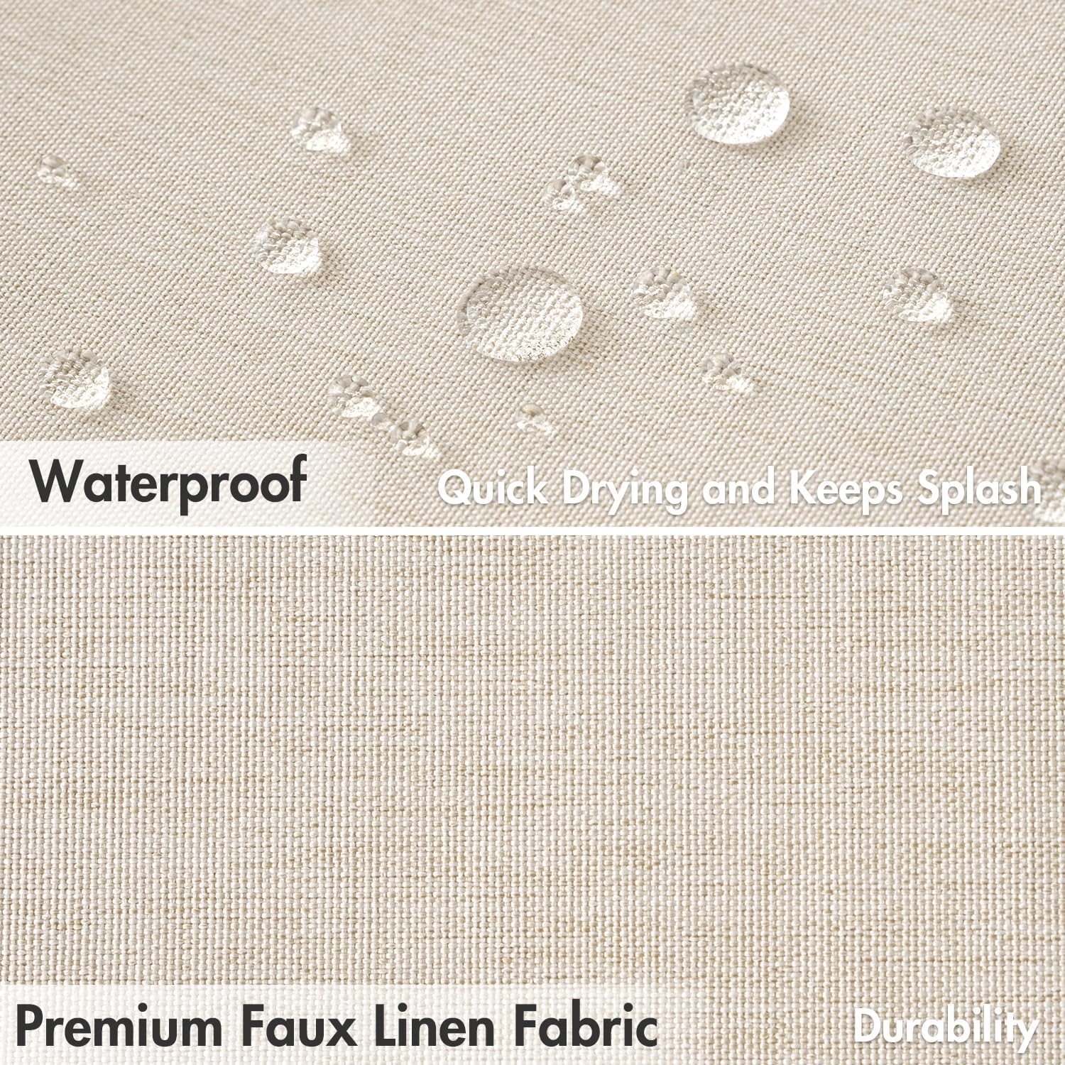 MIULEE Beige Scalloped Shower Curtain Linen Textured with 12 Metal Hooks Cute Heavy Duty Washable Waterproof Neutral Thick Cloth Shower Curtains with Black Border for Bathroom Bathtub,W72*L72 Cream
