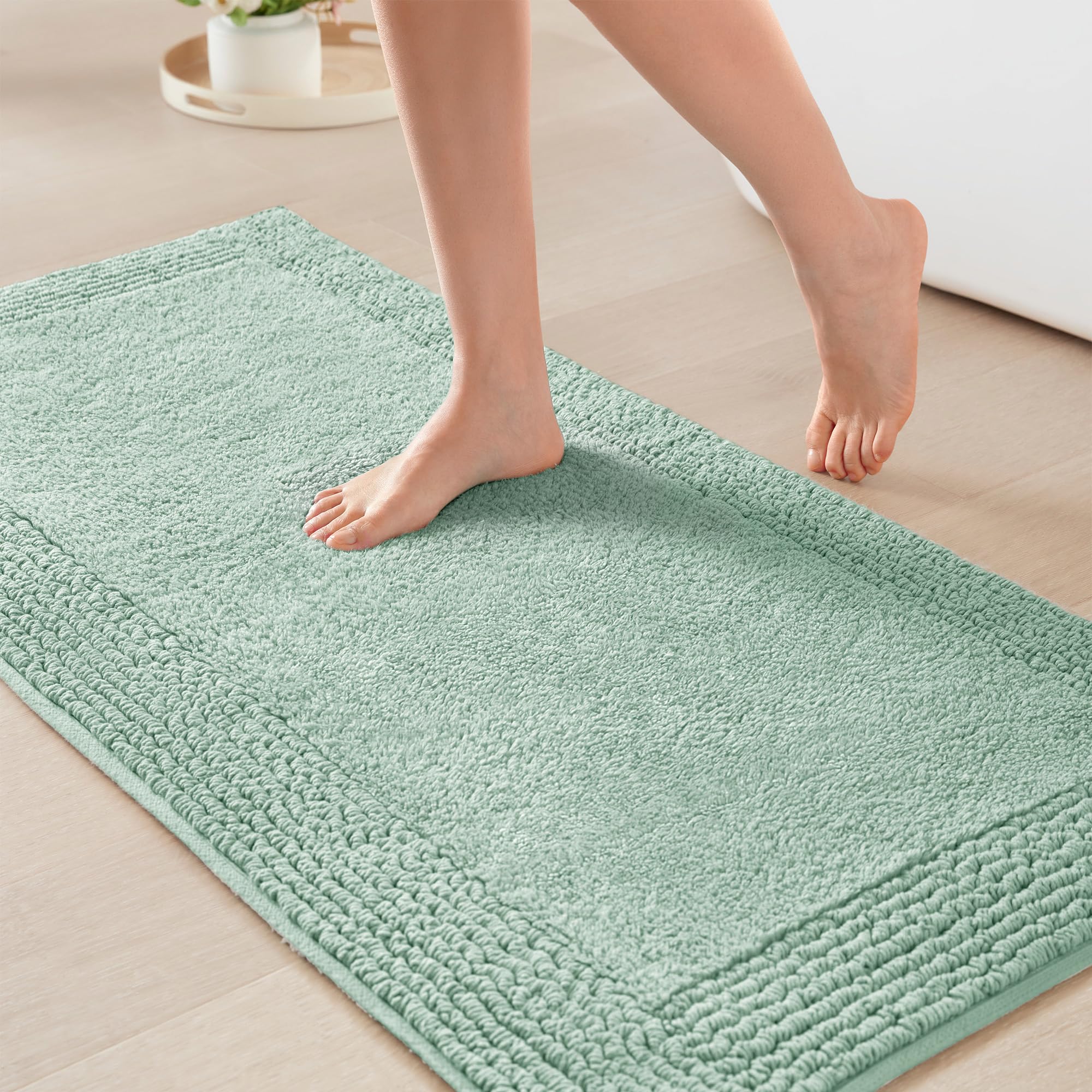 Madison Park Splendor Reversible 100% Cotton Tufted Bathroom Rug-3000 GSM Hotel Quality Luxurious Plush Medium Pile Bath Mat Absorbent, Quick Dry, Shower Room Décor, 21x34, Natural
