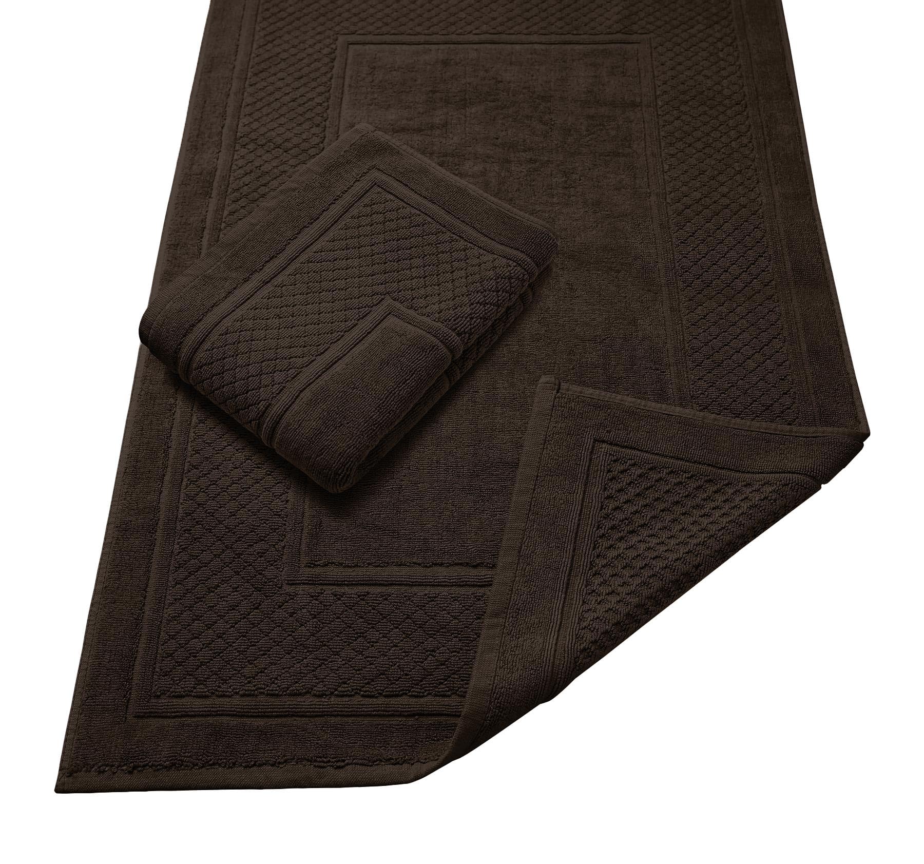 Avalon Towels Grey Bath Mat - 100% Cotton Set of 2 Absorbent Bathmat - Bathroom Mats Quick Dry Bath Mats for Bathrooms (22x34 Inches)