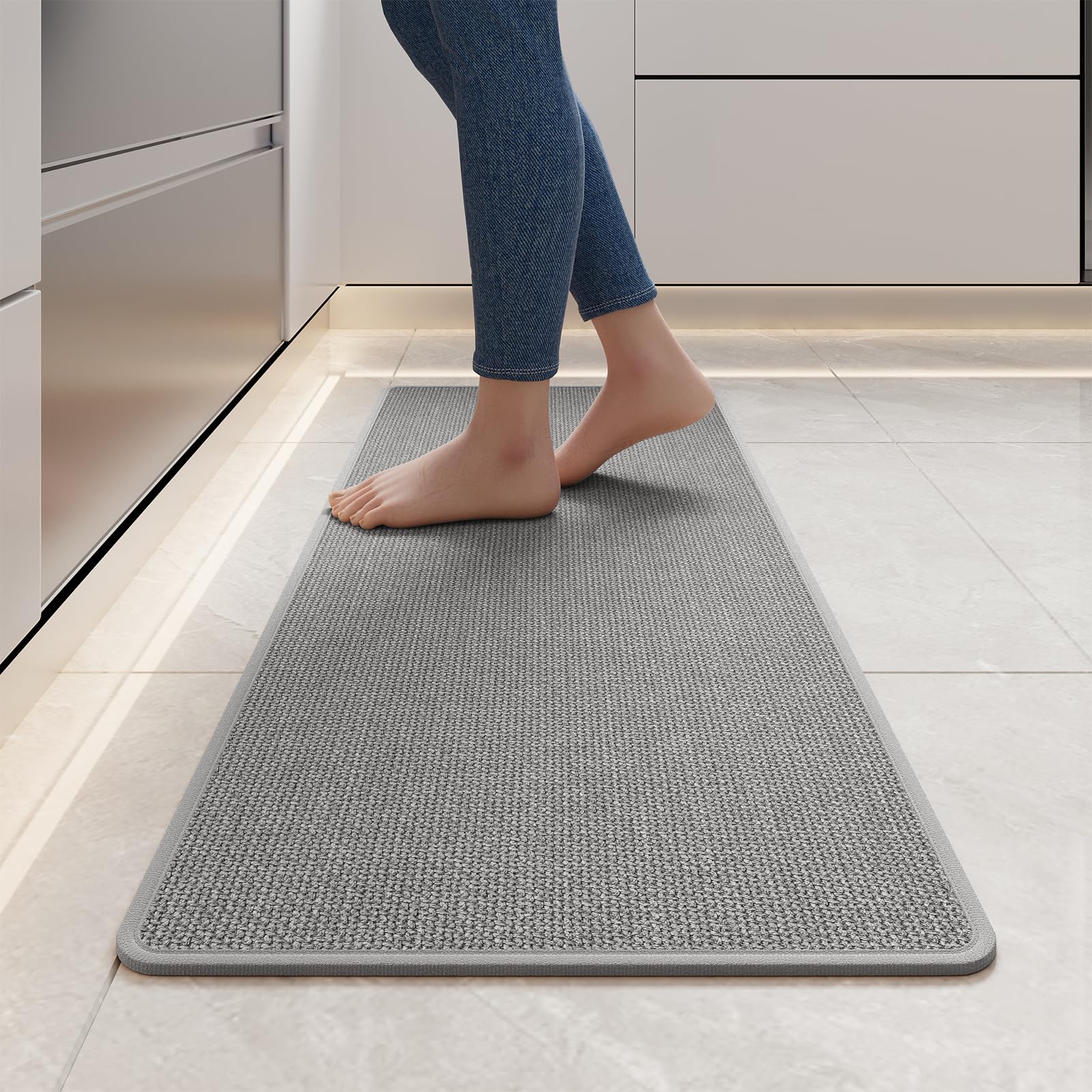 YDKGL Kitchen Mat Set of 2 PCS, Cushioned Non Slip Rugs for Kitchen Floor, Absorbent Runner Comfort Standing Mats Washable for Kitchen, Office, Home Red 17x30+17x59