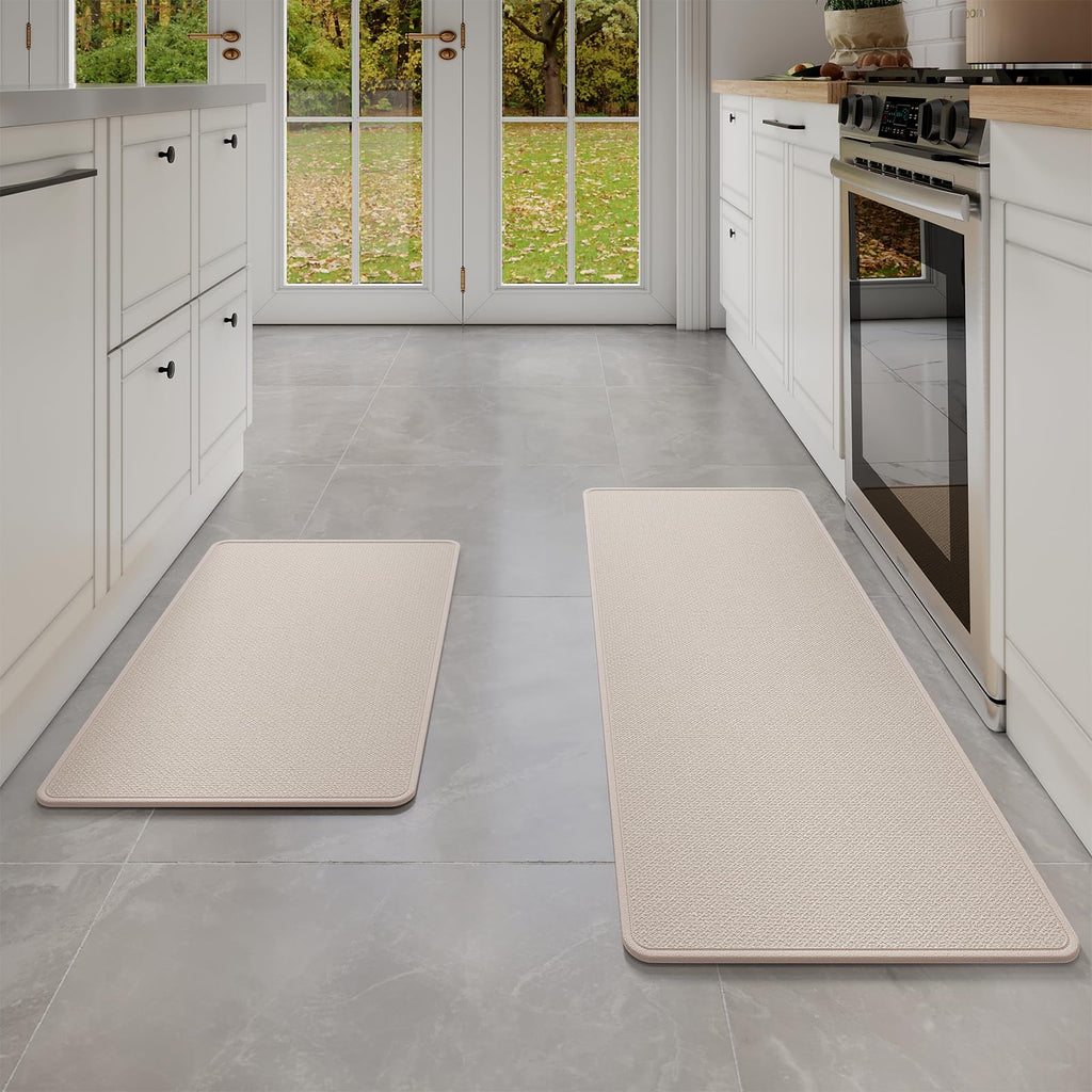 YDKGL Kitchen Mat Set of 2 PCS, Cushioned Non Slip Rugs for Kitchen Floor, Absorbent Runner Comfort Standing Mats Washable for Kitchen, Office, Home Red 17x30+17x59