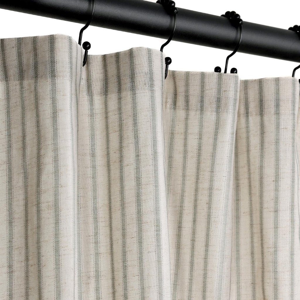 Farmhouse Striped Shower Curtain - 72x72 Inches, Linen Blend Fabric, Breathable & Machine Washable, Rustic Sage for Bathroom Decor (Hooks/Liner Not Included)