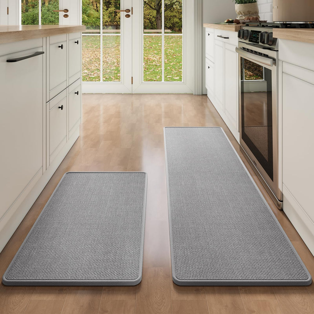 YDKGL Kitchen Mat Set of 2 PCS, Cushioned Non Slip Rugs for Kitchen Floor, Absorbent Runner Comfort Standing Mats Washable for Kitchen, Office, Home Red 17x30+17x59