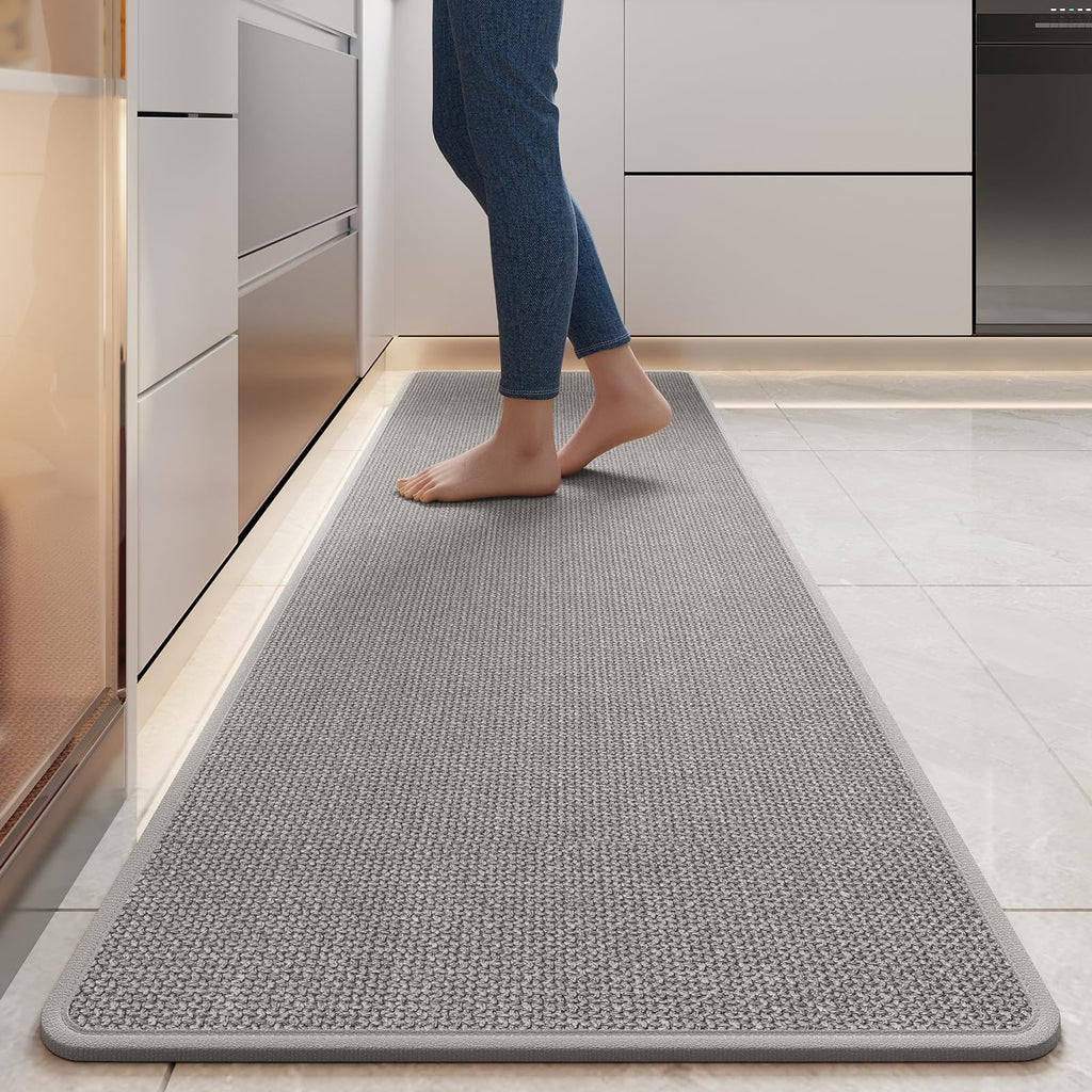 YDKGL Kitchen Mat Set of 2 PCS, Cushioned Non Slip Rugs for Kitchen Floor, Absorbent Runner Comfort Standing Mats Washable for Kitchen, Office, Home Red 17x30+17x59