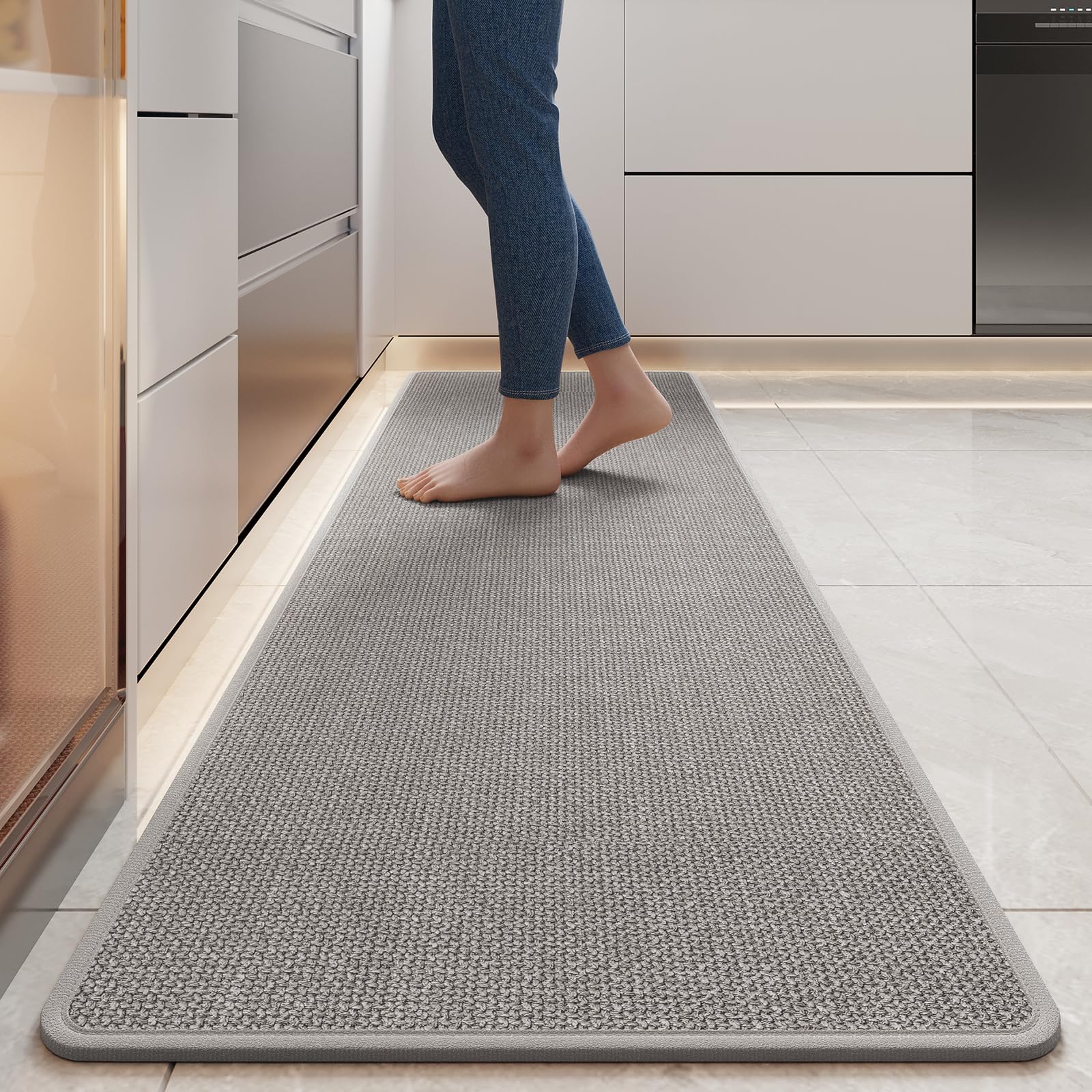 YDKGL Kitchen Mat Set of 2 PCS, Cushioned Non Slip Rugs for Kitchen Floor, Absorbent Runner Comfort Standing Mats Washable for Kitchen, Office, Home Red 17x30+17x59