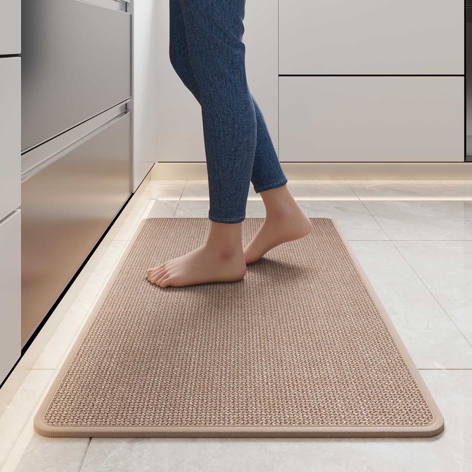 YDKGL Kitchen Mat Set of 2 PCS, Cushioned Non Slip Rugs for Kitchen Floor, Absorbent Runner Comfort Standing Mats Washable for Kitchen, Office, Home Red 17x30+17x59