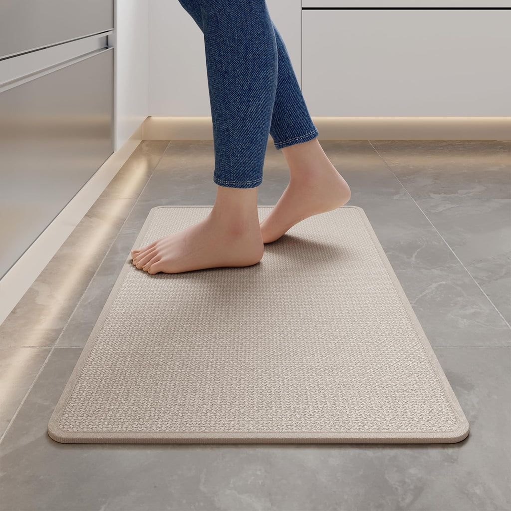 YDKGL Kitchen Mat Set of 2 PCS, Cushioned Non Slip Rugs for Kitchen Floor, Absorbent Runner Comfort Standing Mats Washable for Kitchen, Office, Home Red 17x30+17x59