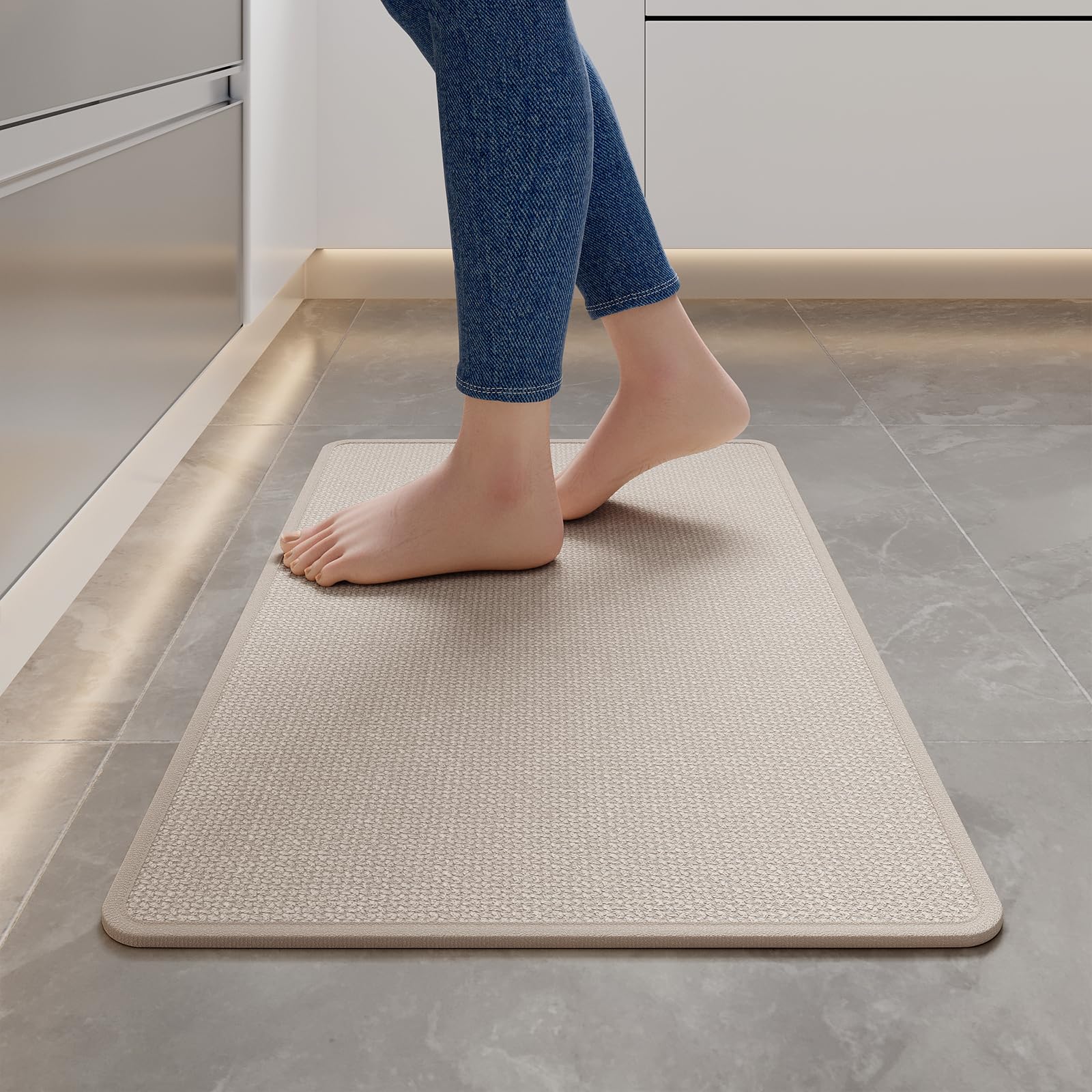 YDKGL Kitchen Mat Set of 2 PCS, Cushioned Non Slip Rugs for Kitchen Floor, Absorbent Runner Comfort Standing Mats Washable for Kitchen, Office, Home Red 17x30+17x59