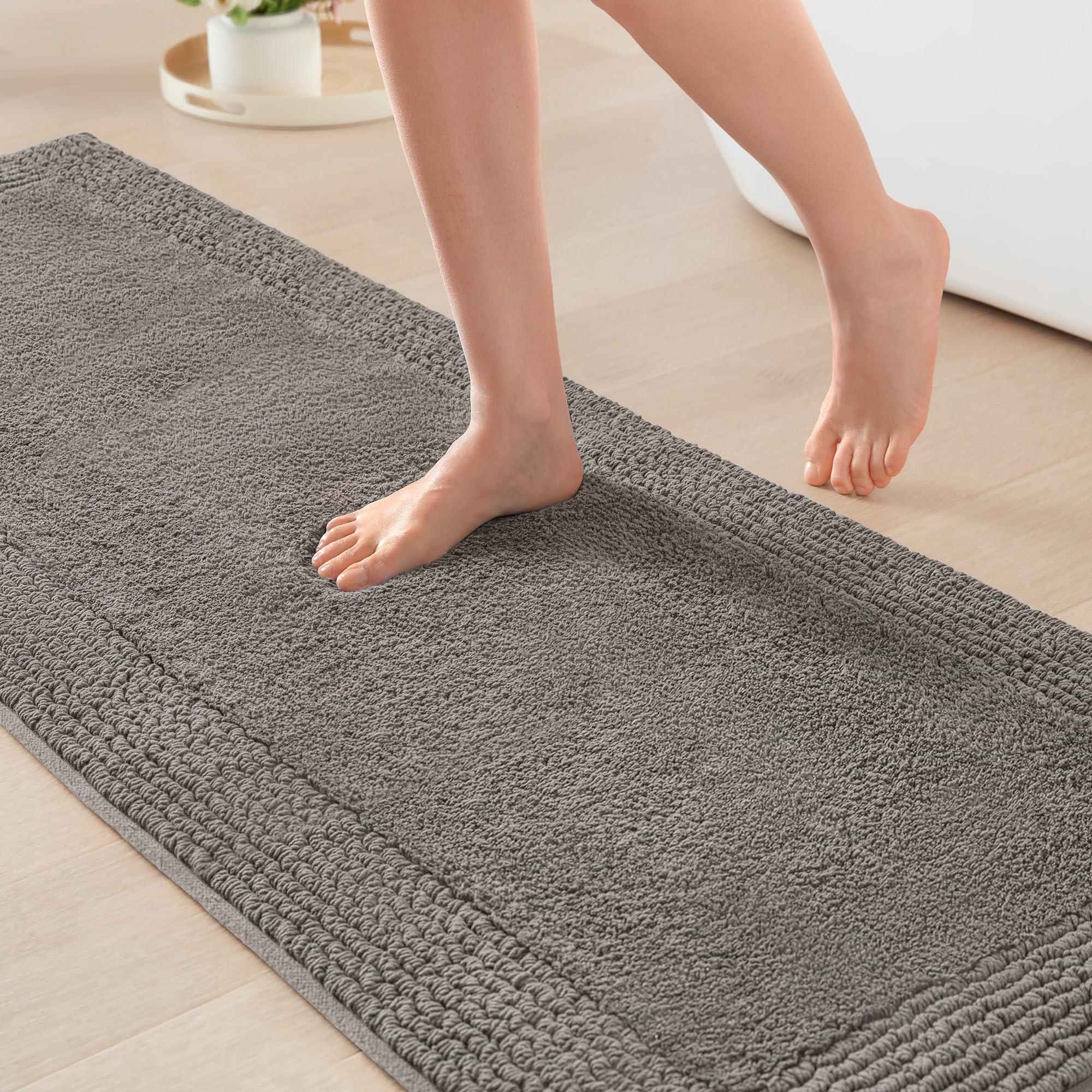 Madison Park Splendor Reversible 100% Cotton Tufted Bathroom Rug-3000 GSM Hotel Quality Luxurious Plush Medium Pile Bath Mat Absorbent, Quick Dry, Shower Room Décor, 21x34, Natural