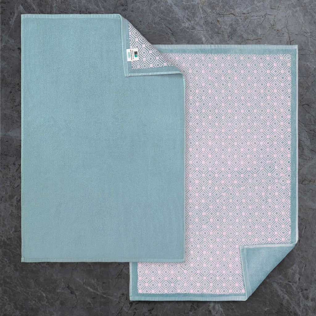 VOOVA & MOVAS White Hotel-Grade Quality Cotton Bath Mats Set of 2 - Non Slip Design, Thick 1000gsm, Absorbent, Machine Washable, Large 22"x35" Bathroom Floor Towels, Safe for Bath Floors