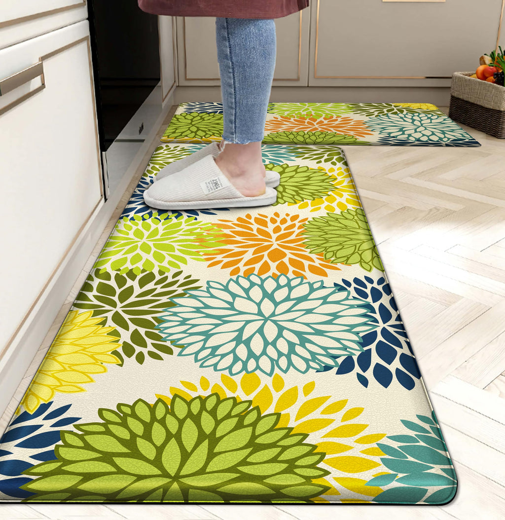 Kitchen Mats Set of 2 Cushioned Anti Fatigue Kitchen Rugs Non Slip Waterproof Kitchen Runner Memory Foam Kitchen Floor Mat Comfort Standing Mat for Sink,Office,Laundry