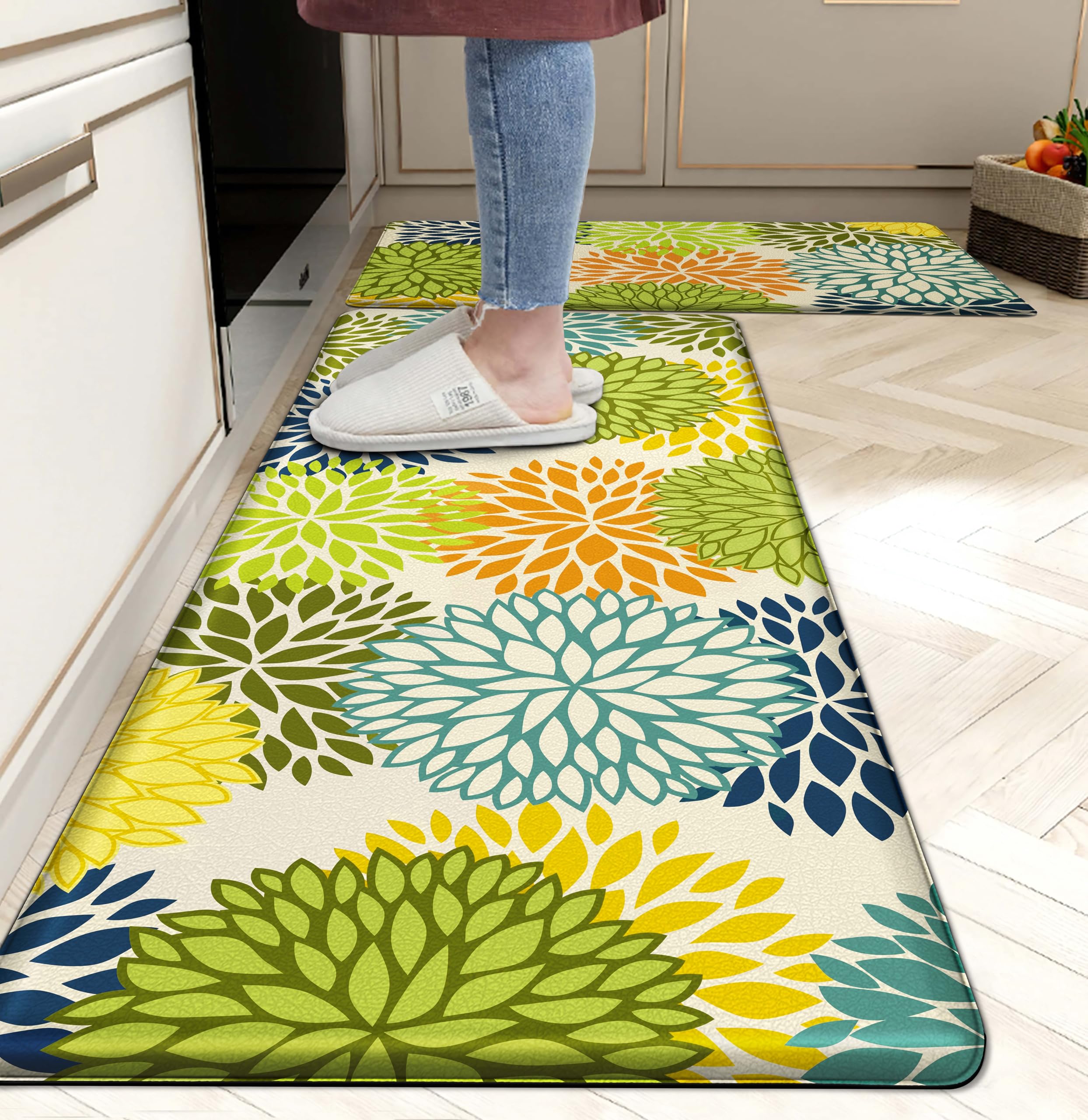 Kitchen Mats Set of 2 Cushioned Anti Fatigue Kitchen Rugs Non Slip Waterproof Kitchen Runner Memory Foam Kitchen Floor Mat Comfort Standing Mat for Sink,Office,Laundry
