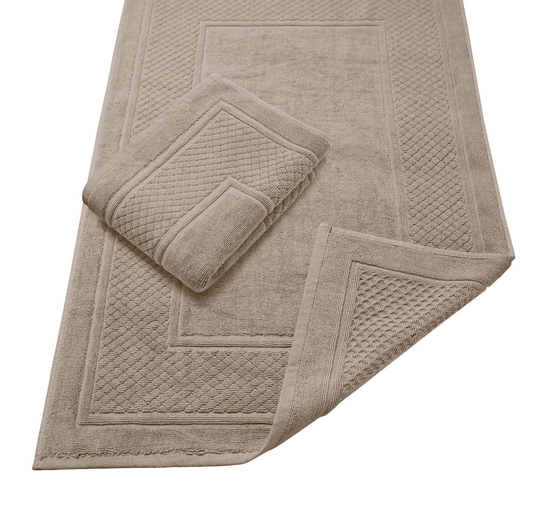 Avalon Towels Grey Bath Mat - 100% Cotton Set of 2 Absorbent Bathmat - Bathroom Mats Quick Dry Bath Mats for Bathrooms (22x34 Inches)