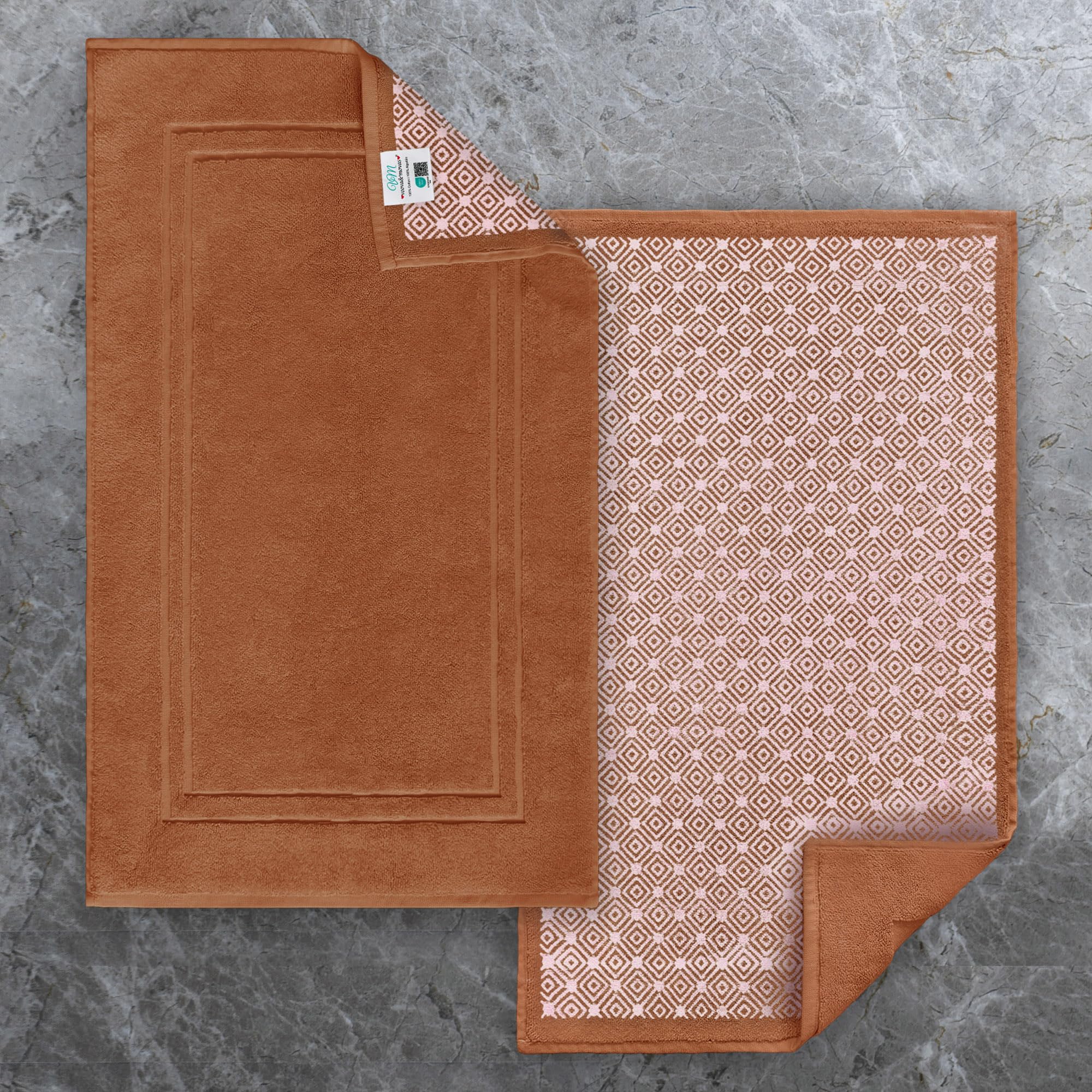 VOOVA & MOVAS White Hotel-Grade Quality Cotton Bath Mats Set of 2 - Non Slip Design, Thick 1000gsm, Absorbent, Machine Washable, Large 22"x35" Bathroom Floor Towels, Safe for Bath Floors