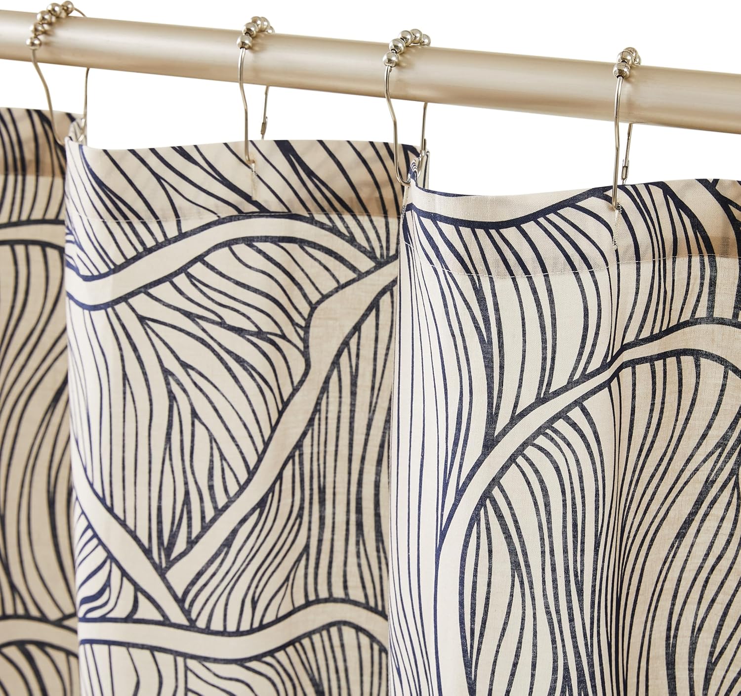 Lush Decor x Chuks Collins Umbra Bloom Shower Curtain Single 72" W x 72" L Navy & Neutral - Bath Curtain - Mushroom Bathroom Accessory - Nature Shower Curtain - Luxury Home Decor
