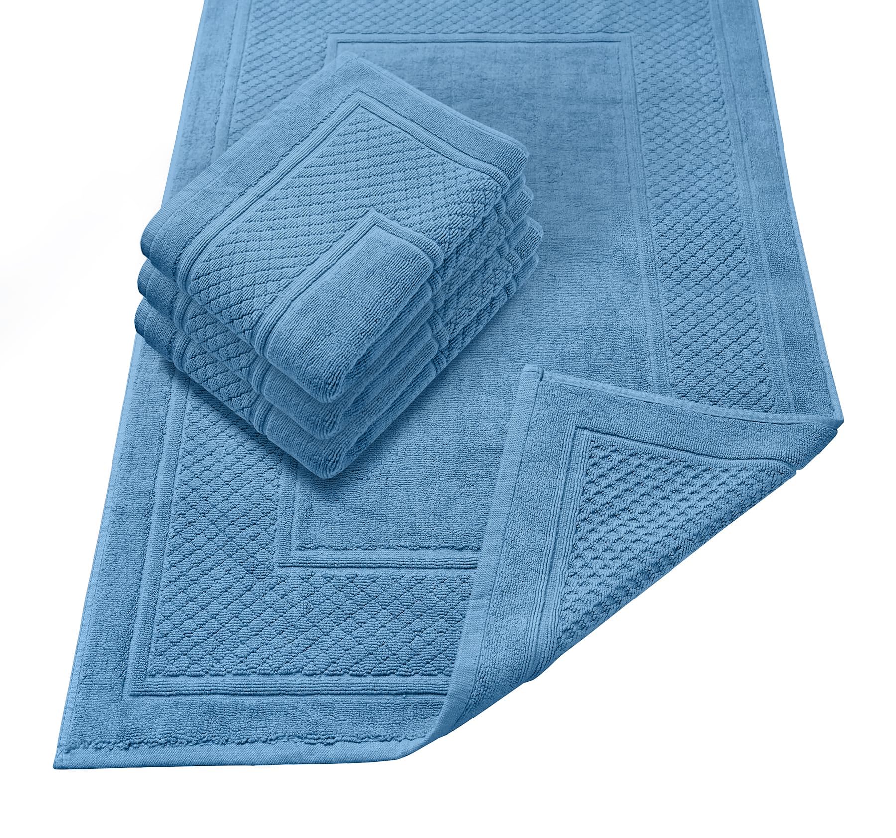 Avalon Towels Grey Bath Mat - 100% Cotton Set of 2 Absorbent Bathmat - Bathroom Mats Quick Dry Bath Mats for Bathrooms (22x34 Inches)