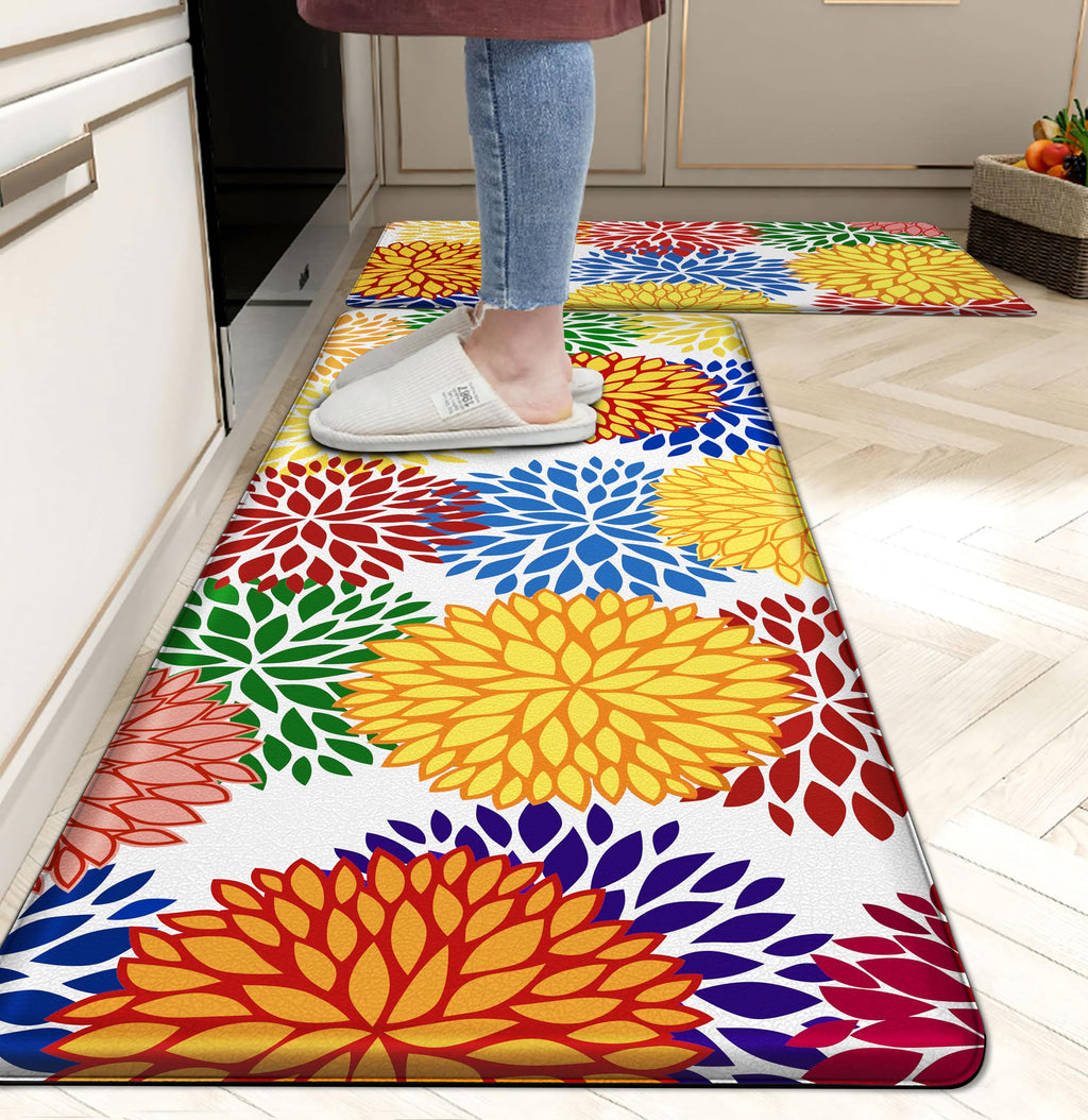 Kitchen Mats Set of 2 Cushioned Anti Fatigue Kitchen Rugs Non Slip Waterproof Kitchen Runner Memory Foam Kitchen Floor Mat Comfort Standing Mat for Sink,Office,Laundry