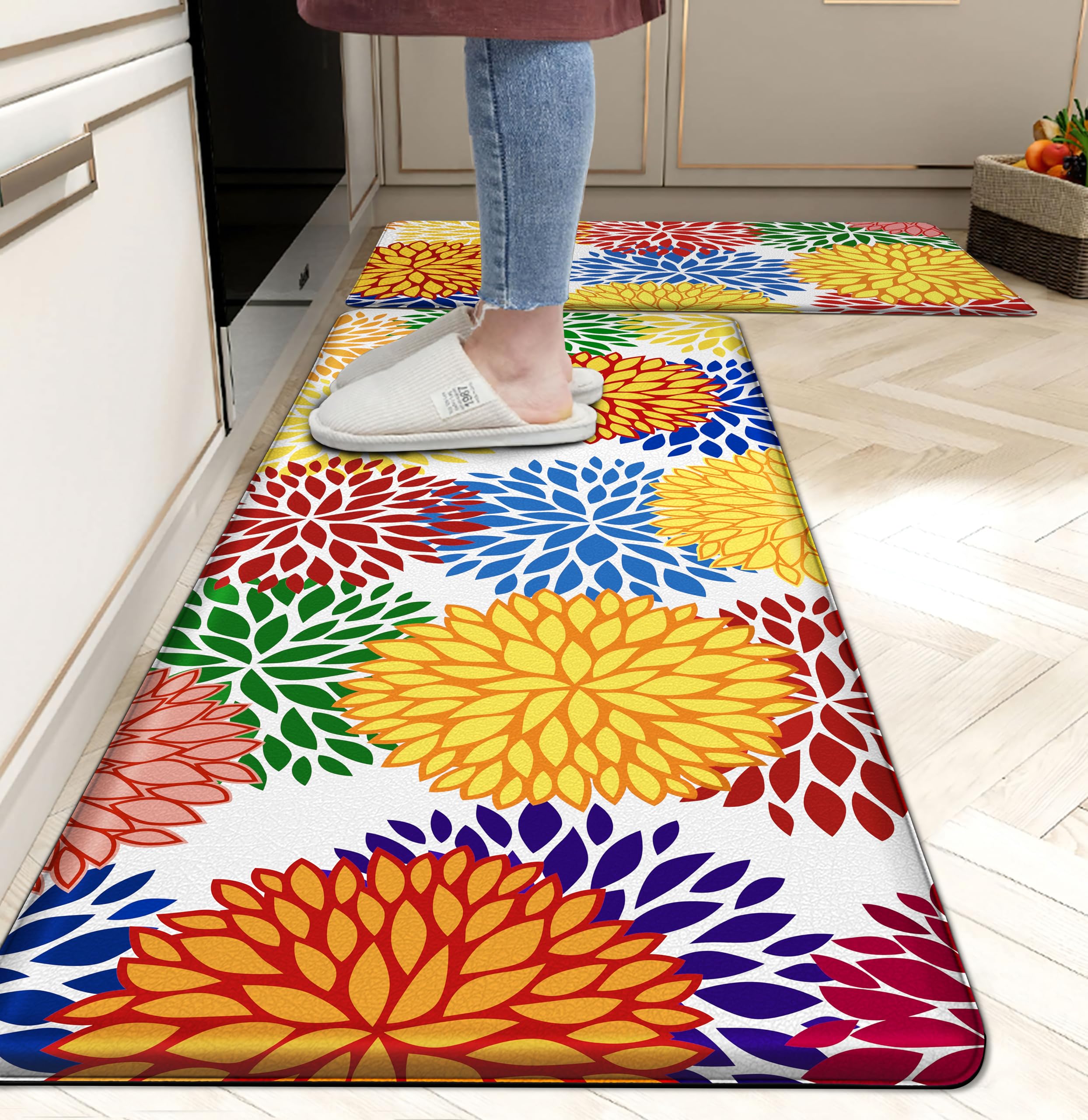 Kitchen Mats Set of 2 Cushioned Anti Fatigue Kitchen Rugs Non Slip Waterproof Kitchen Runner Memory Foam Kitchen Floor Mat Comfort Standing Mat for Sink,Office,Laundry