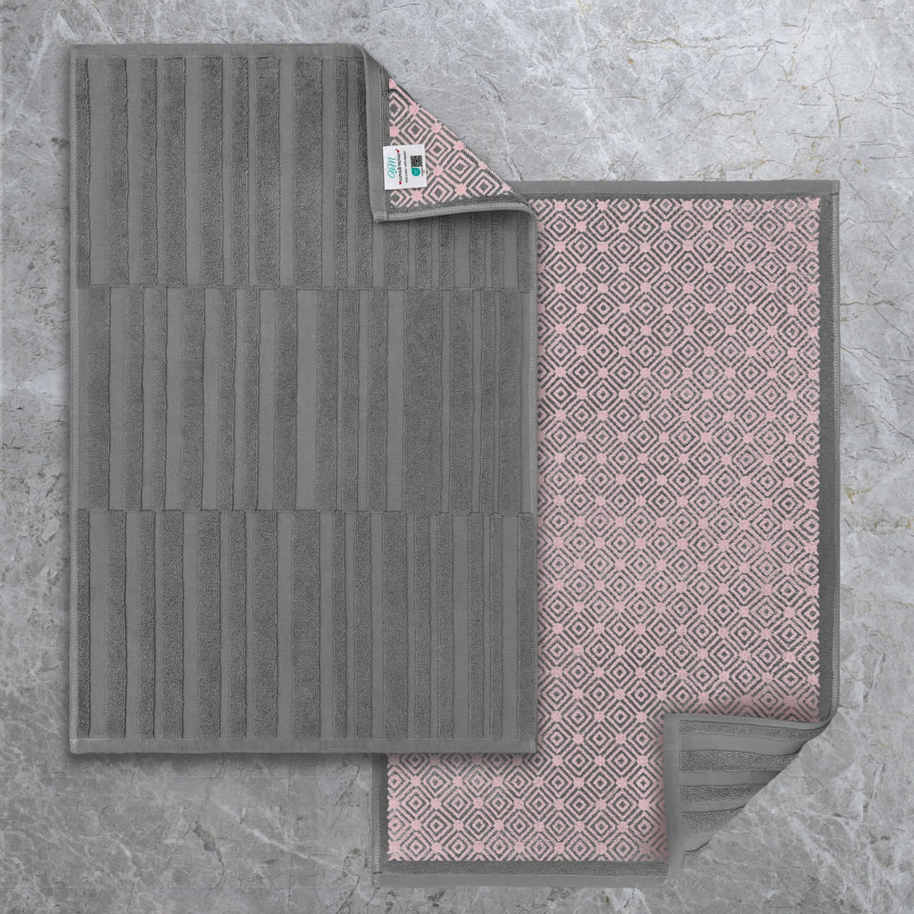 VOOVA & MOVAS White Hotel-Grade Quality Cotton Bath Mats Set of 2 - Non Slip Design, Thick 1000gsm, Absorbent, Machine Washable, Large 22"x35" Bathroom Floor Towels, Safe for Bath Floors