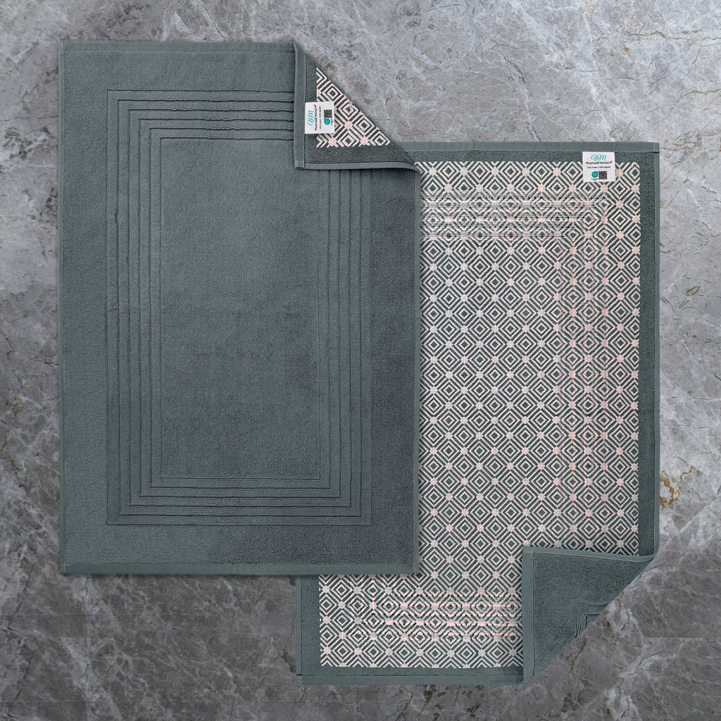 VOOVA & MOVAS White Hotel-Grade Quality Cotton Bath Mats Set of 2 - Non Slip Design, Thick 1000gsm, Absorbent, Machine Washable, Large 22"x35" Bathroom Floor Towels, Safe for Bath Floors