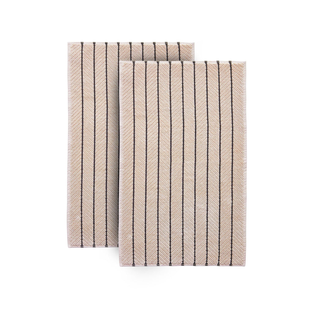 Herringbone Bath Mat Set of 2, Turkish Cotton Tencel Blend, Absorbent Quick Dry, 20x32 Inch, Oeko-TEX Certified, Made in Turkey