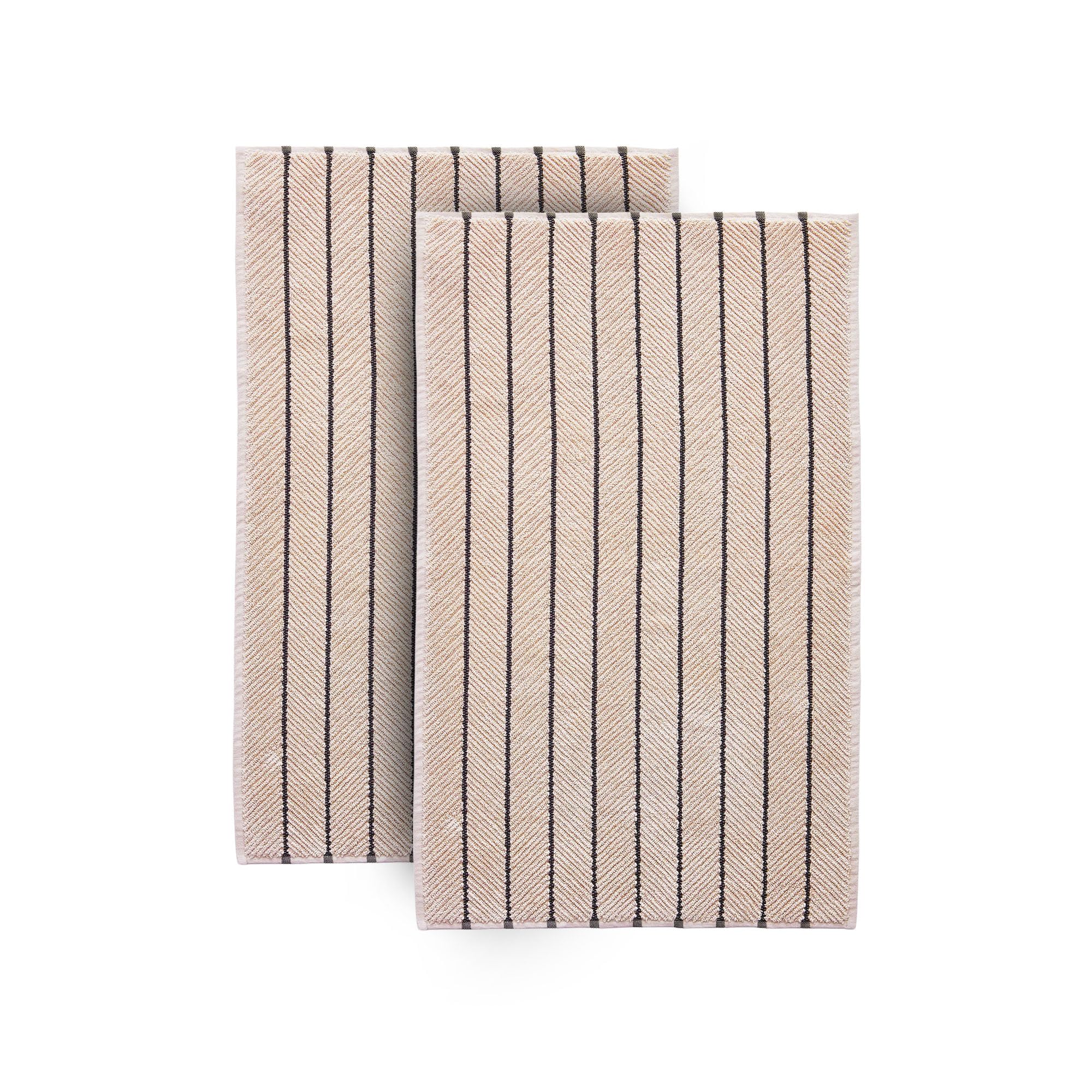 Herringbone Bath Mat Set of 2, Turkish Cotton Tencel Blend, Absorbent Quick Dry, 20x32 Inch, Oeko-TEX Certified, Made in Turkey