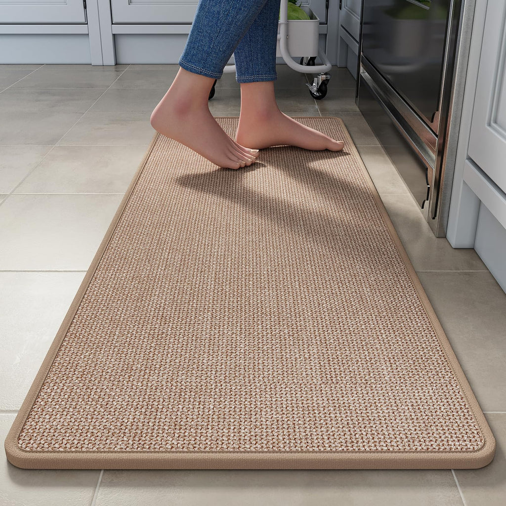YDKGL Kitchen Mat Set of 2 PCS, Cushioned Non Slip Rugs for Kitchen Floor, Absorbent Runner Comfort Standing Mats Washable for Kitchen, Office, Home Red 17x30+17x59