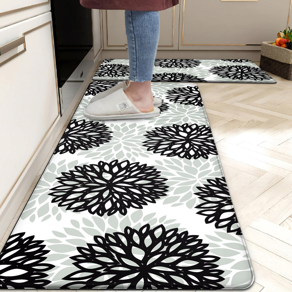 Kitchen Mats Set of 2 Cushioned Anti Fatigue Kitchen Rugs Non Slip Waterproof Kitchen Runner Memory Foam Kitchen Floor Mat Comfort Standing Mat for Sink,Office,Laundry