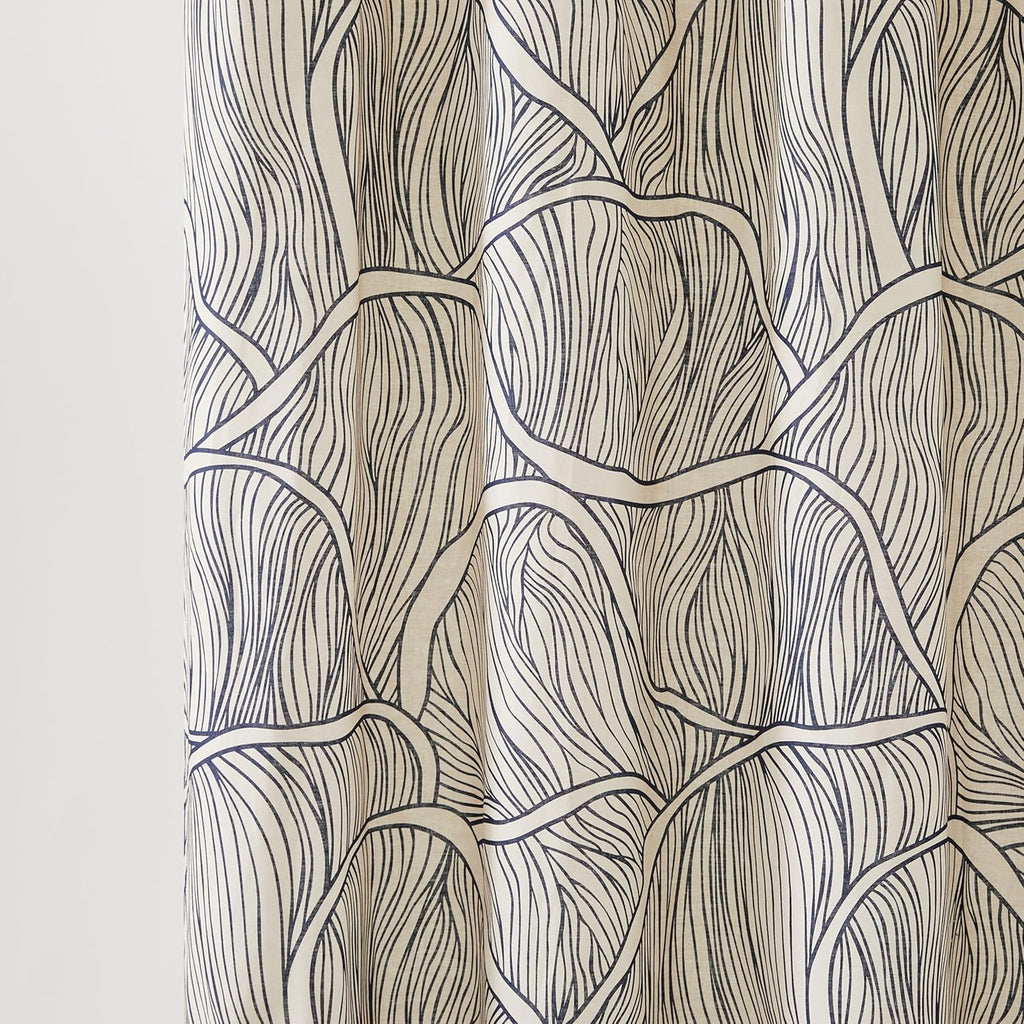 Lush Decor x Chuks Collins Umbra Bloom Shower Curtain Single 72" W x 72" L Navy & Neutral - Bath Curtain - Mushroom Bathroom Accessory - Nature Shower Curtain - Luxury Home Decor