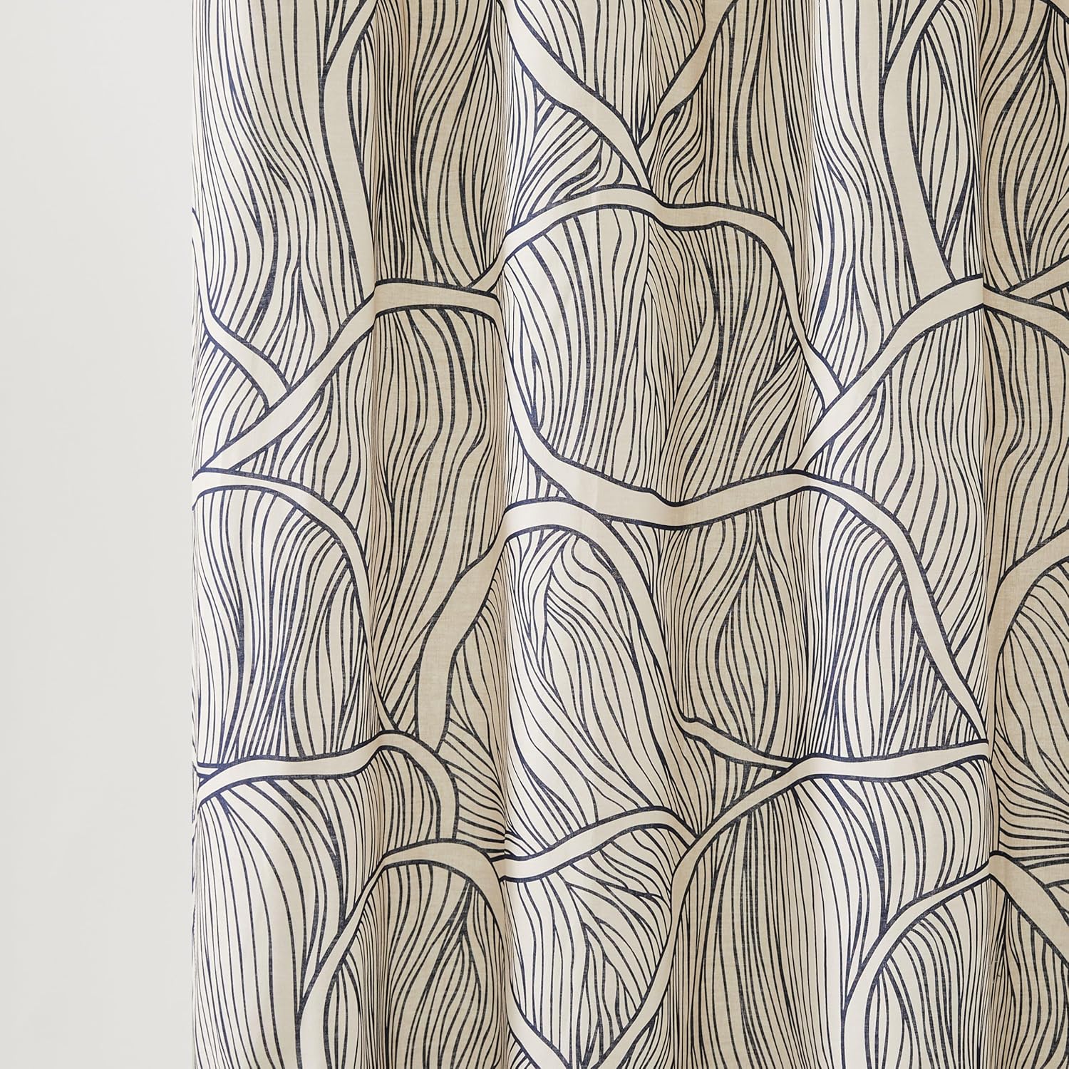Lush Decor x Chuks Collins Umbra Bloom Shower Curtain Single 72" W x 72" L Navy & Neutral - Bath Curtain - Mushroom Bathroom Accessory - Nature Shower Curtain - Luxury Home Decor
