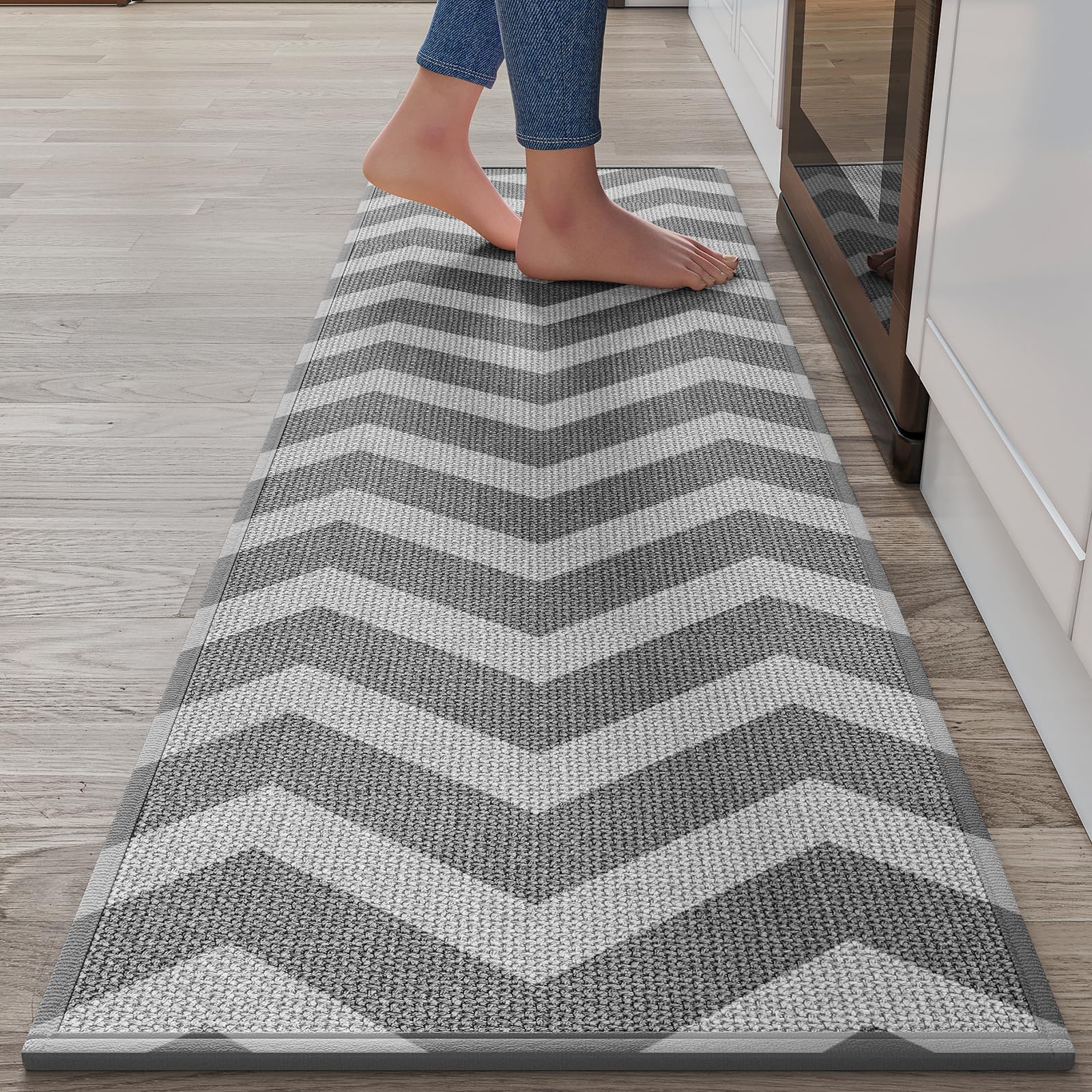 YDKGL Kitchen Mat Set of 2 PCS, Cushioned Non Slip Rugs for Kitchen Floor, Absorbent Runner Comfort Standing Mats Washable for Kitchen, Office, Home Red 17x30+17x59