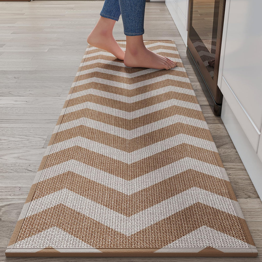 YDKGL Kitchen Mat Set of 2 PCS, Cushioned Non Slip Rugs for Kitchen Floor, Absorbent Runner Comfort Standing Mats Washable for Kitchen, Office, Home Red 17x30+17x59