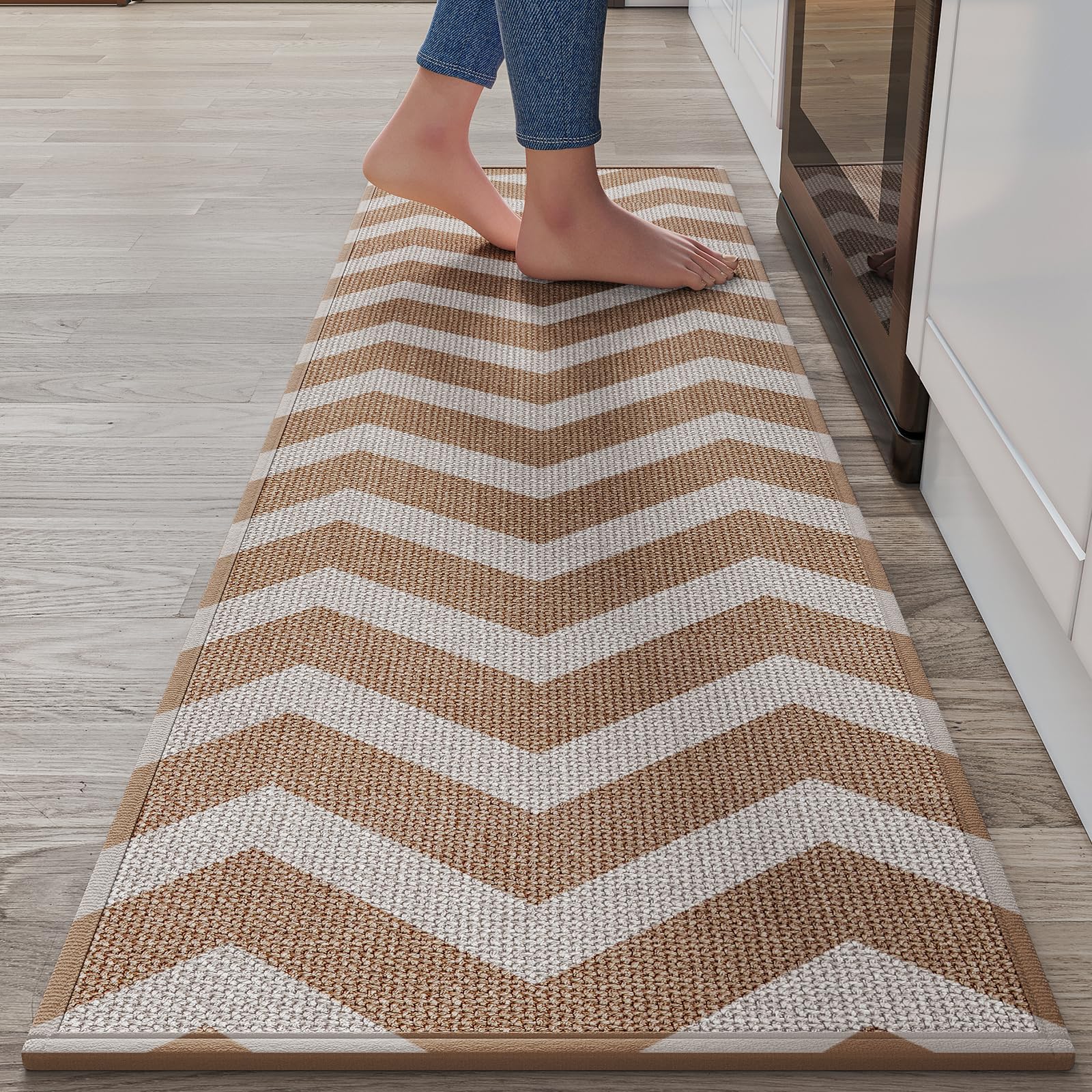 YDKGL Kitchen Mat Set of 2 PCS, Cushioned Non Slip Rugs for Kitchen Floor, Absorbent Runner Comfort Standing Mats Washable for Kitchen, Office, Home Red 17x30+17x59