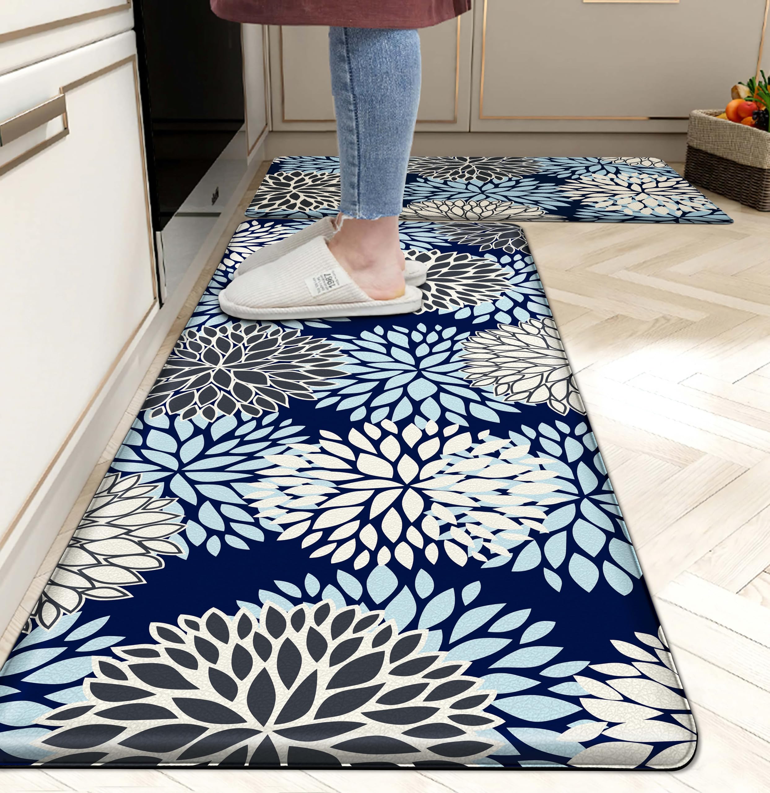 Kitchen Mats Set of 2 Cushioned Anti Fatigue Kitchen Rugs Non Slip Waterproof Kitchen Runner Memory Foam Kitchen Floor Mat Comfort Standing Mat for Sink,Office,Laundry
