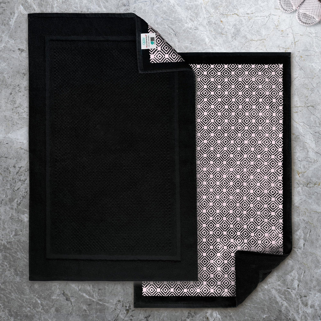 VOOVA & MOVAS White Hotel-Grade Quality Cotton Bath Mats Set of 2 - Non Slip Design, Thick 1000gsm, Absorbent, Machine Washable, Large 22"x35" Bathroom Floor Towels, Safe for Bath Floors