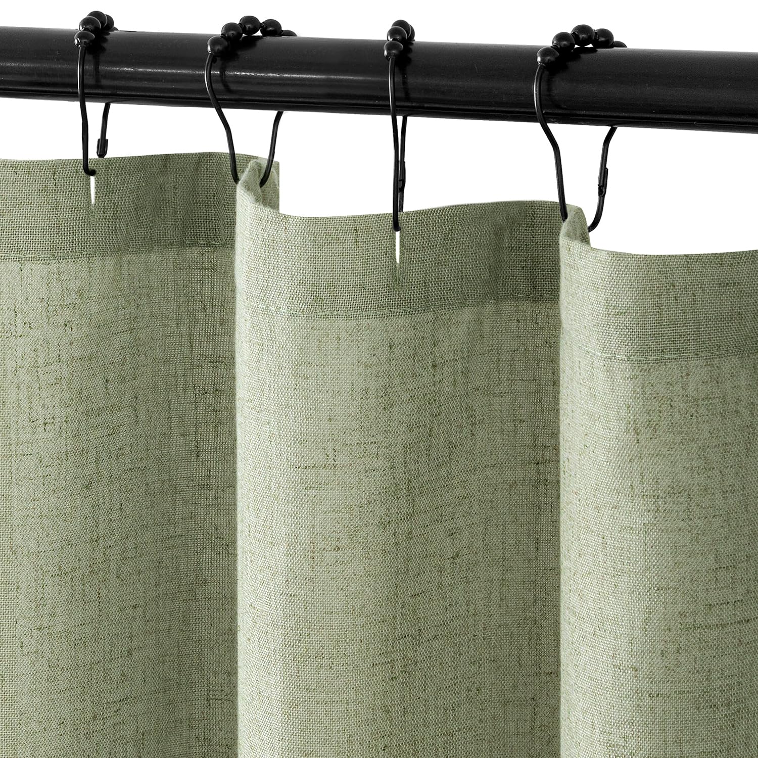 MIULEE Extra Long Linen Shower Curtain 84 Inches with 12 Metal Hooks Boho Farmhouse Heavy Buttonhole Fabric Shower Curtain Set Waterproof Thick Cloth Neutral Curtains for Bathroom W72*L84, Natural
