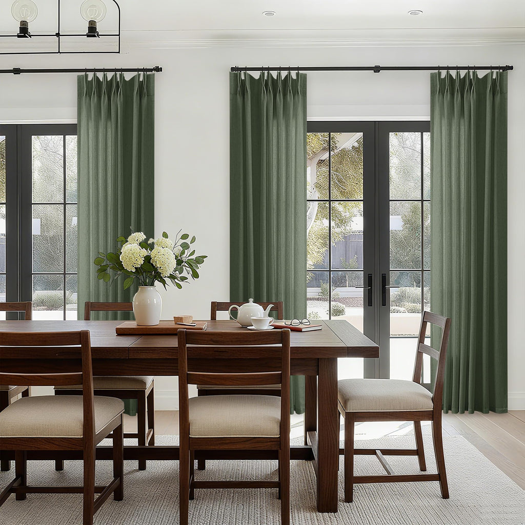 Natural Pinch Pleated Linen Curtains 72 Inches Long 72 Inch Wide for Living Room Bathroom Light Filtering Semi Sheer Shower Bath Curtain 72x72 Boho Neutral Pinch Pleated Drape Hooks Rings 1 Panel