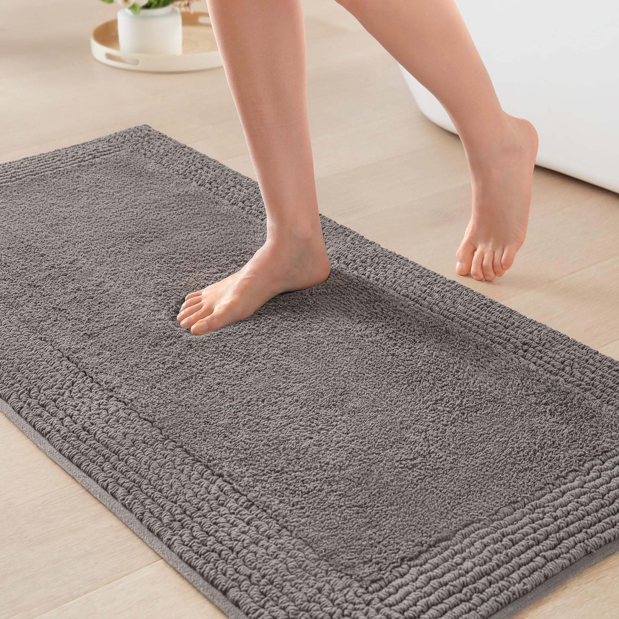 Madison Park Splendor Reversible 100% Cotton Tufted Bathroom Rug-3000 GSM Hotel Quality Luxurious Plush Medium Pile Bath Mat Absorbent, Quick Dry, Shower Room Décor, 21x34, Natural