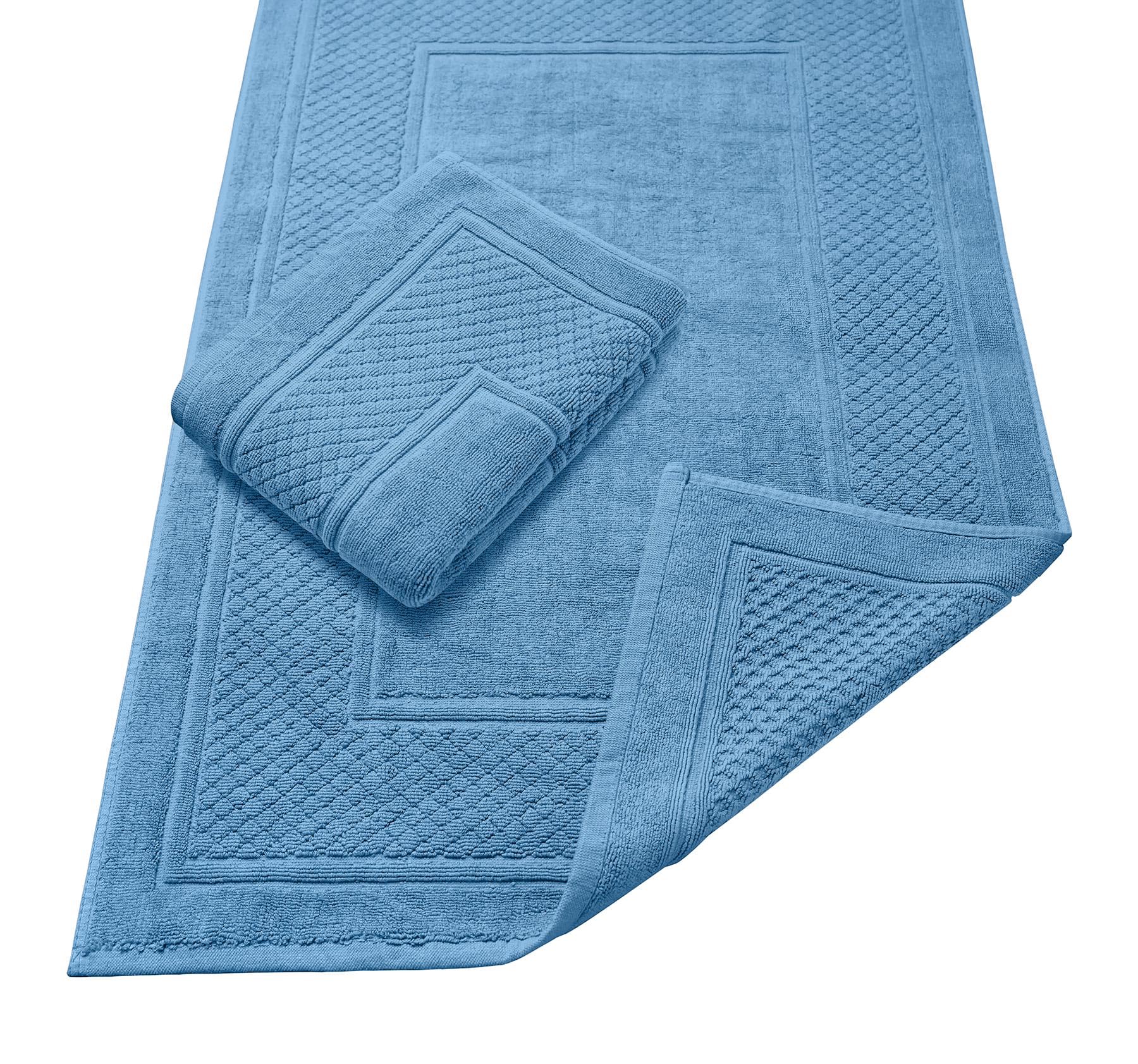 Avalon Towels Grey Bath Mat - 100% Cotton Set of 2 Absorbent Bathmat - Bathroom Mats Quick Dry Bath Mats for Bathrooms (22x34 Inches)
