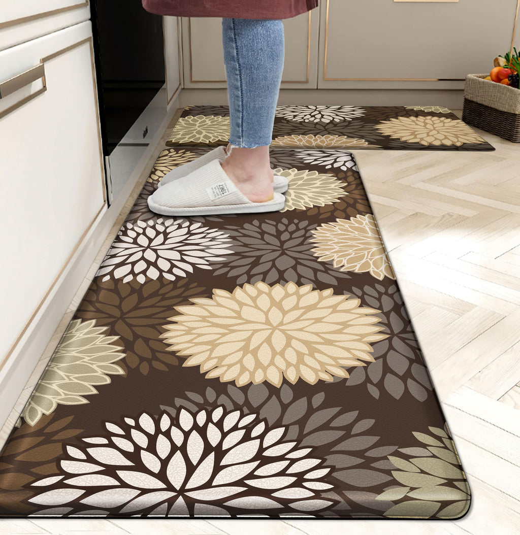 Kitchen Mats Set of 2 Cushioned Anti Fatigue Kitchen Rugs Non Slip Waterproof Kitchen Runner Memory Foam Kitchen Floor Mat Comfort Standing Mat for Sink,Office,Laundry