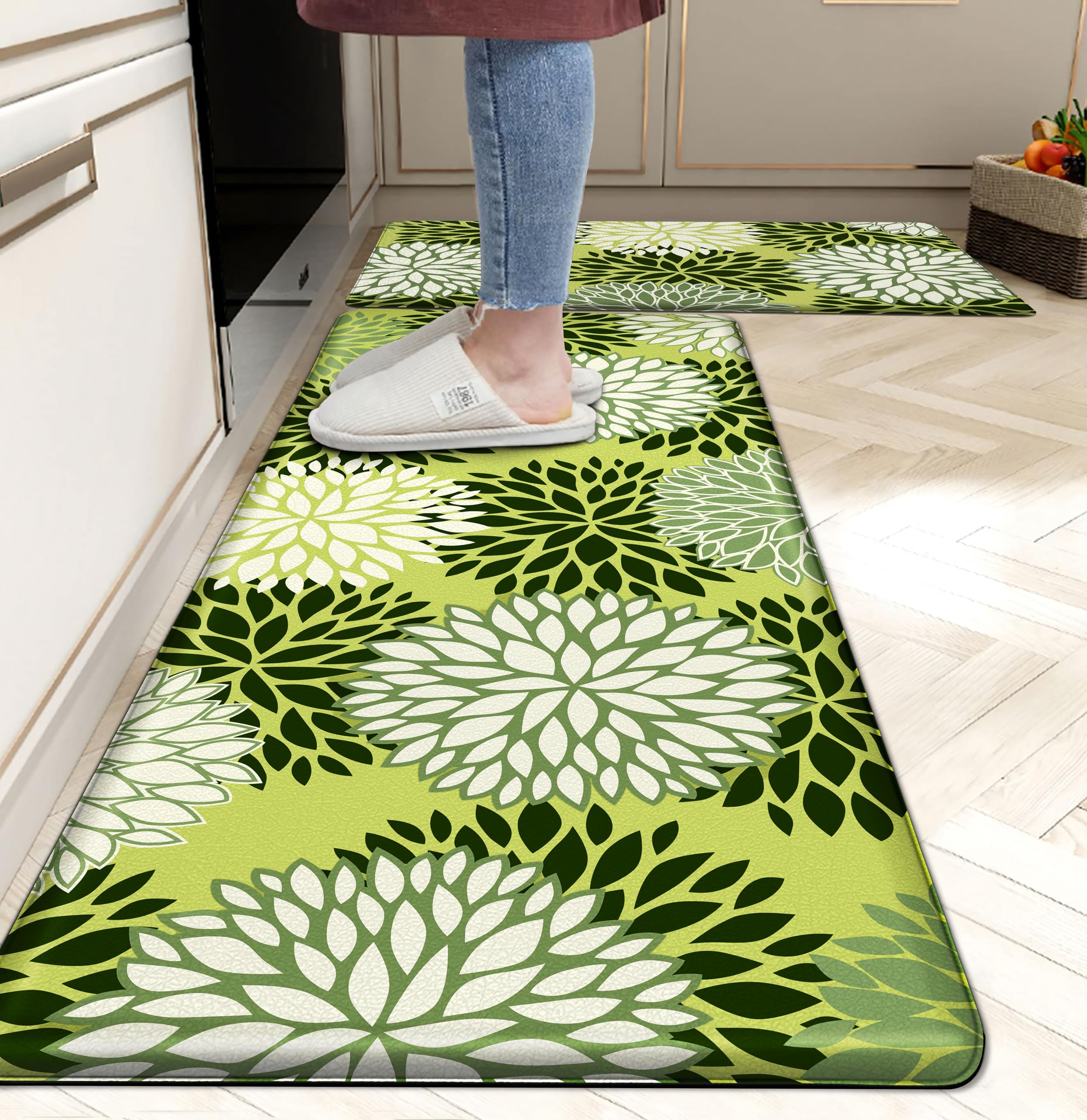 Kitchen Mats Set of 2 Cushioned Anti Fatigue Kitchen Rugs Non Slip Waterproof Kitchen Runner Memory Foam Kitchen Floor Mat Comfort Standing Mat for Sink,Office,Laundry