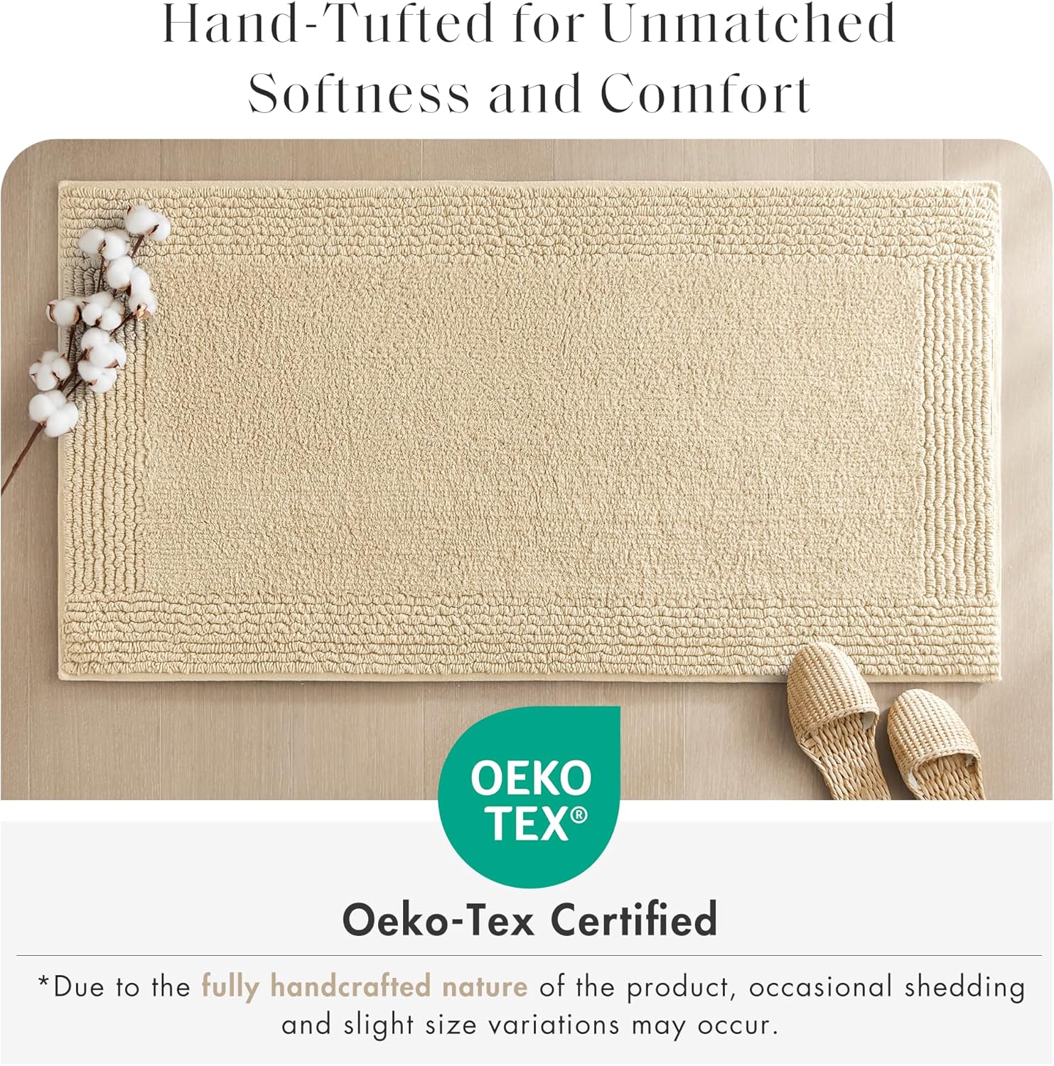Madison Park Splendor Reversible 100% Cotton Tufted Bathroom Rug-3000 GSM Hotel Quality Luxurious Plush Medium Pile Bath Mat Absorbent, Quick Dry, Shower Room Décor, 21x34, Natural