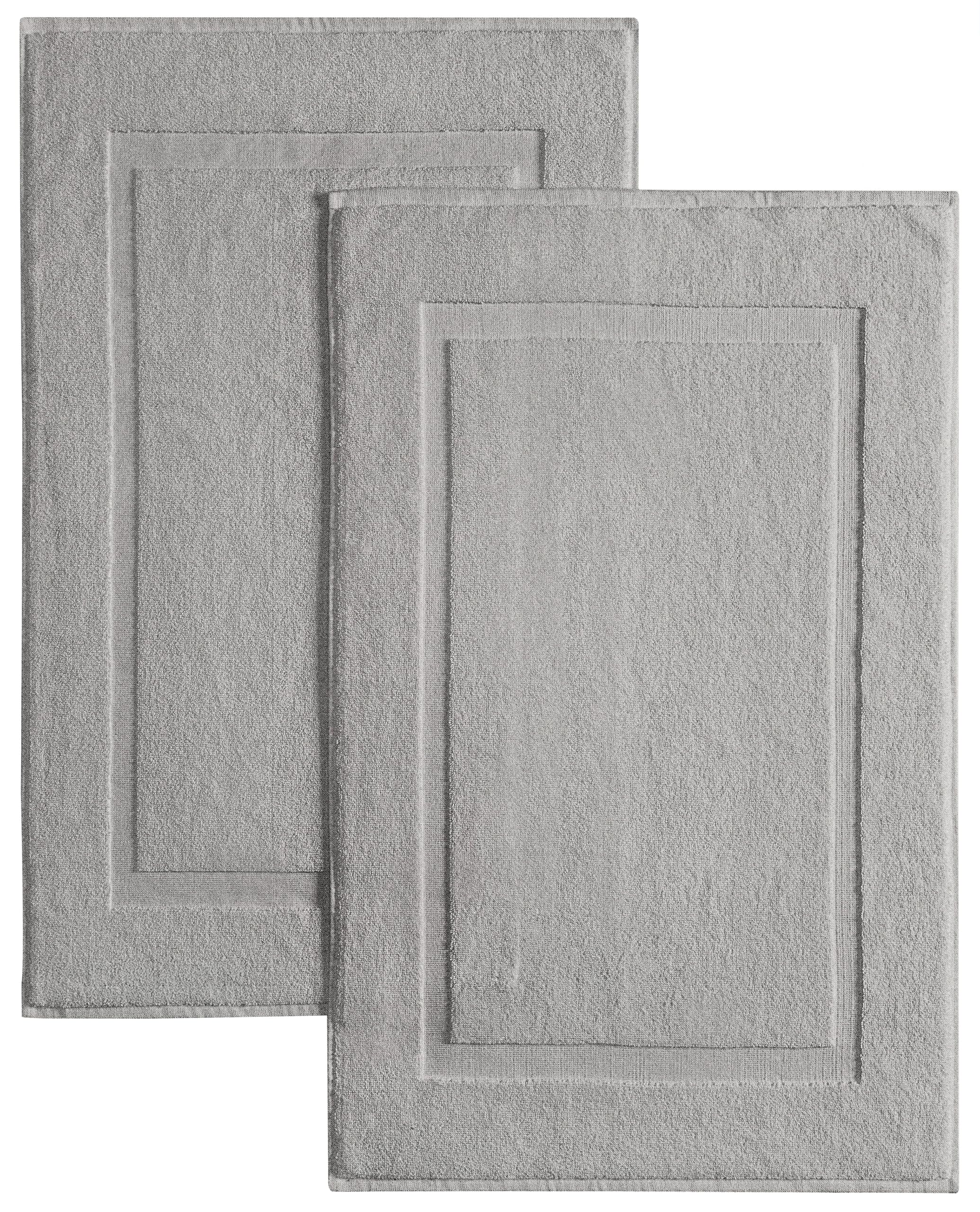 Casual Living White Cotton Bath Mats Set of 2 Towel Mats for Bathroom Floor Banded Rugs Soft Absorbent Ring Spun Cotton Washable Essentials Bathroom Shower Accessories, 34-inch x 21-inch, White
